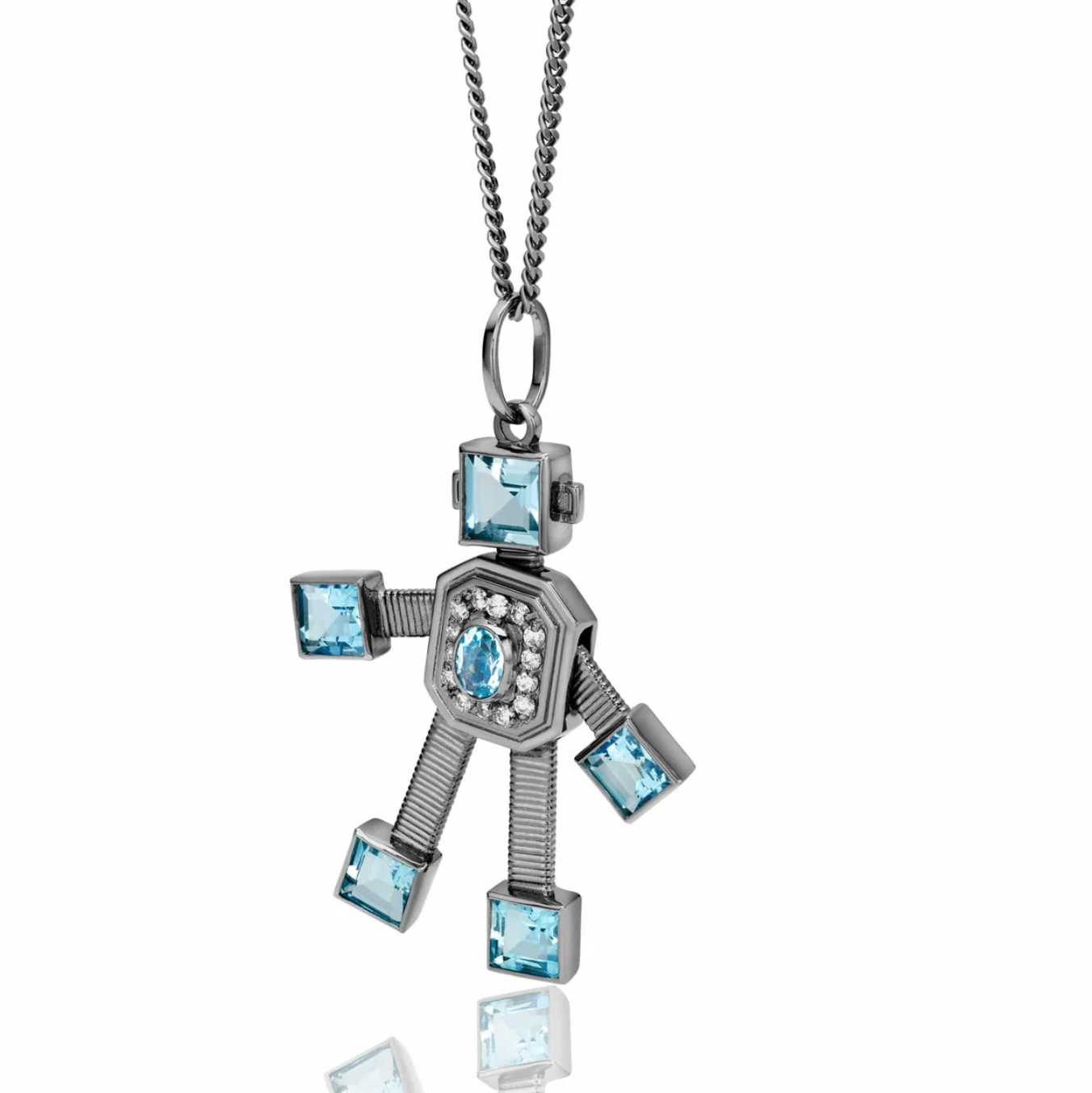 Darke Lex Van Robot Maxi Black Pendant Diamond Aquamarine