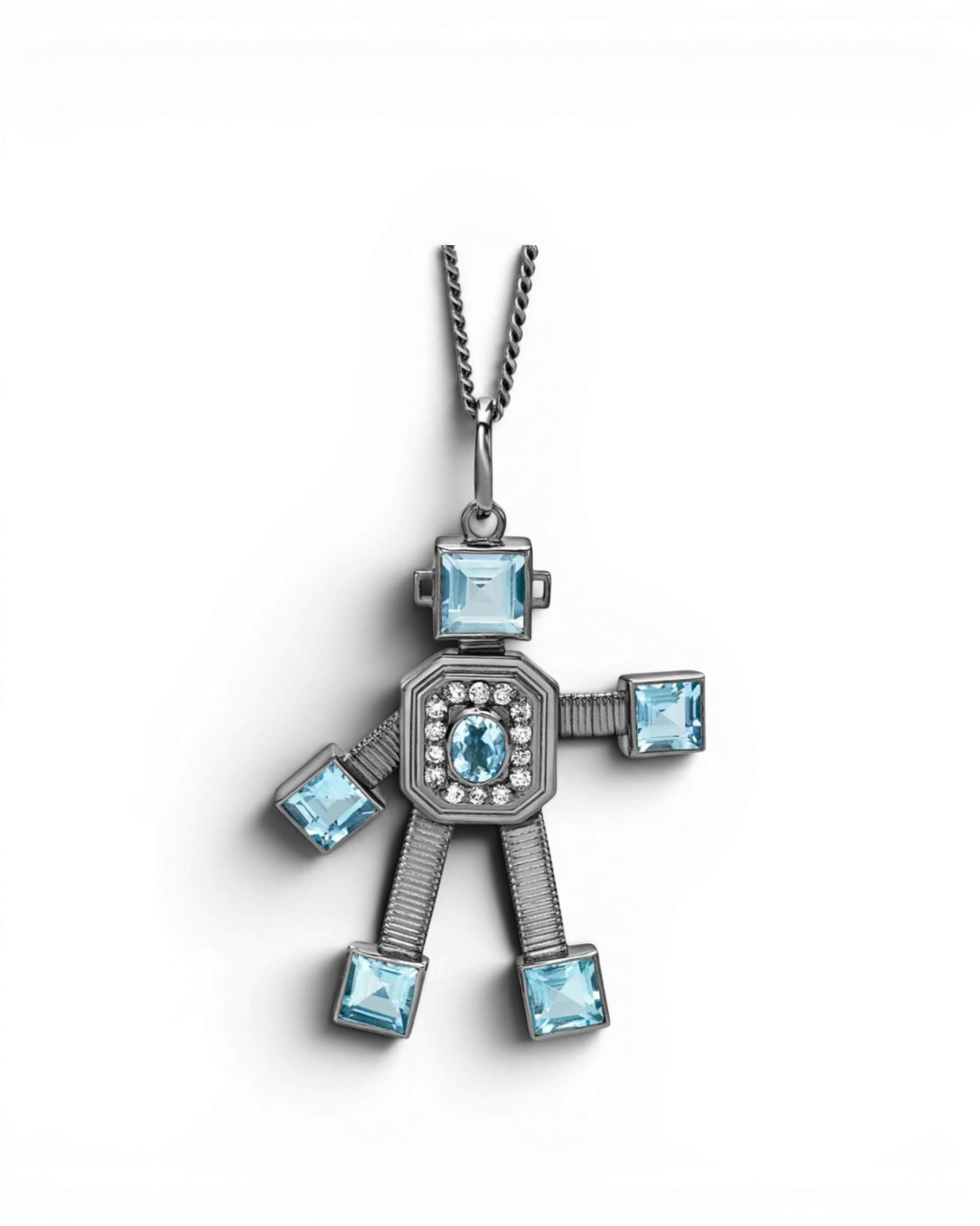 Darke Lex Van Robot Maxi Black Pendant Diamond Aquamarine