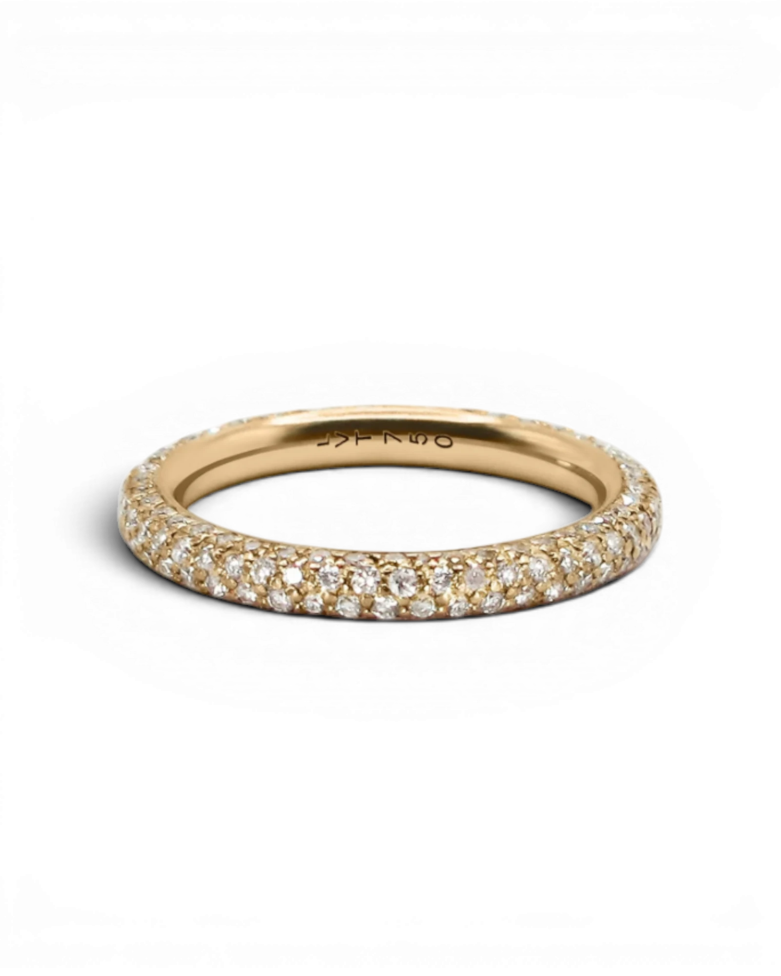 Round Ring Two Pave Diamonds Gold