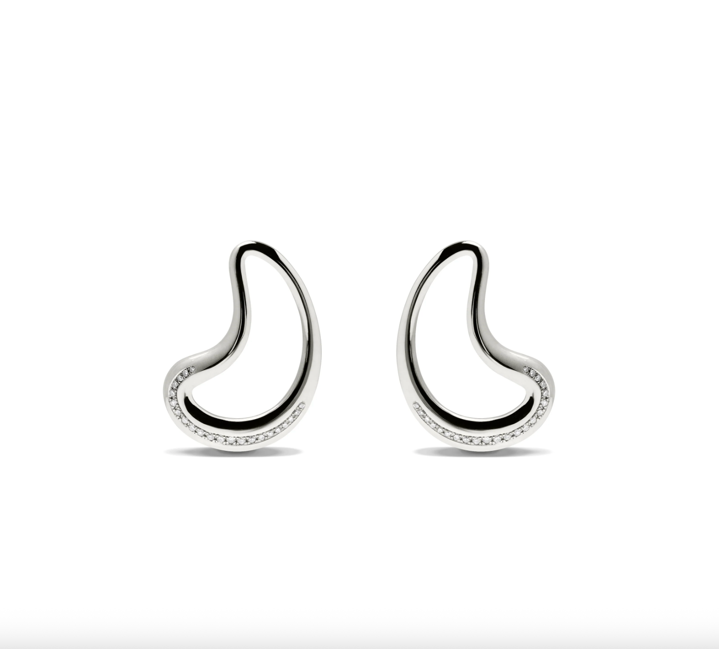 Silver Diamonds Moon Earrings