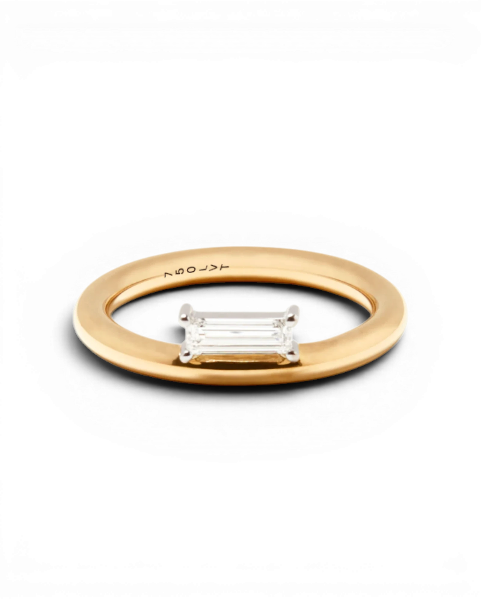 Diamond Round Ring Two Baguette Cut