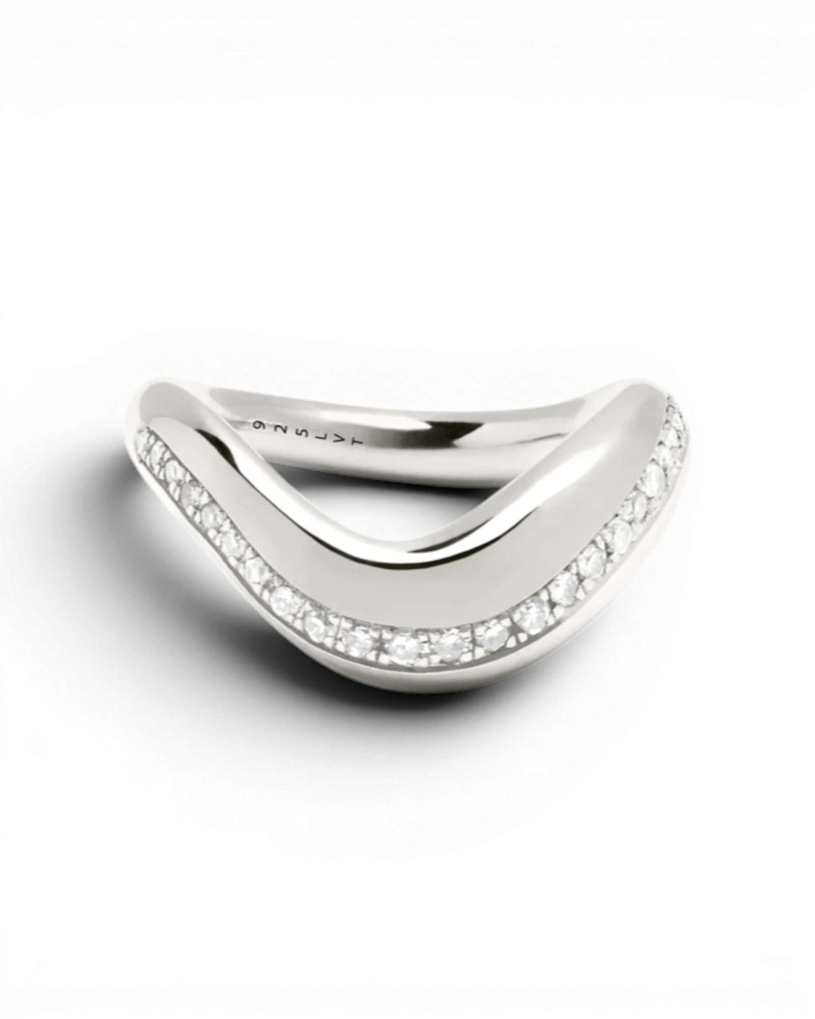 Curvy Silver Diamonds Ring