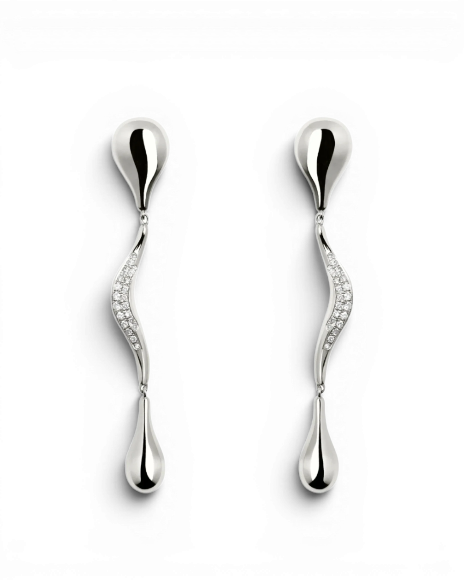 Silver Diamond Drops Earrings