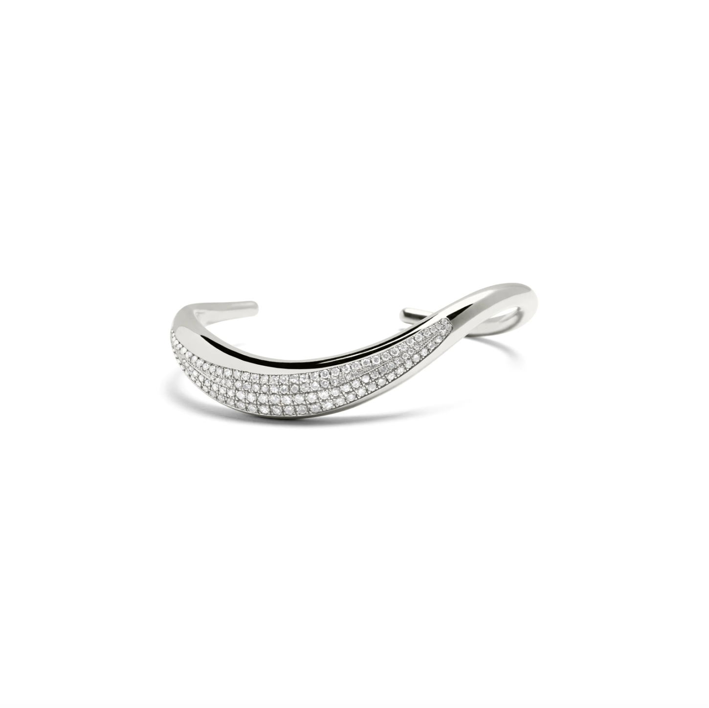 Curvy Silver Pavé Diamonds Bracelets