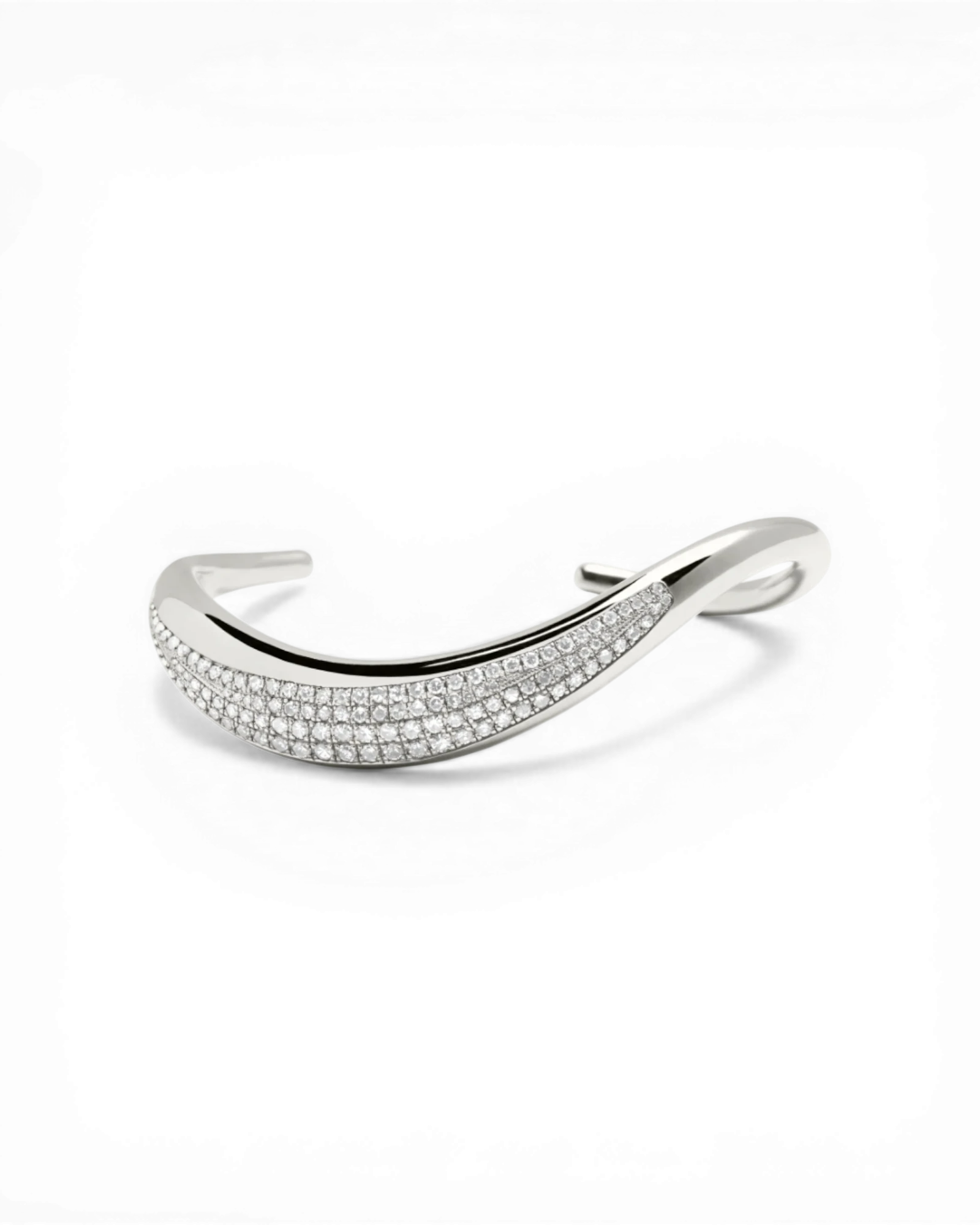 Curvy Silver Pavé Diamond Bracelets