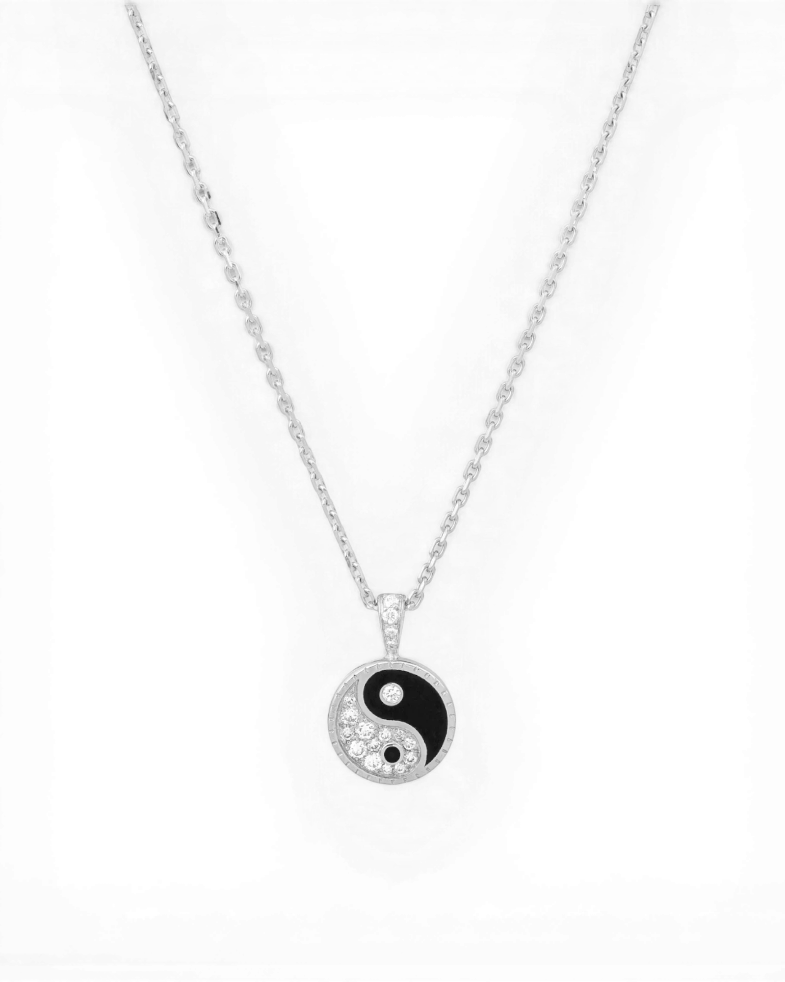 Yin Yang Necklace Small White Gold
