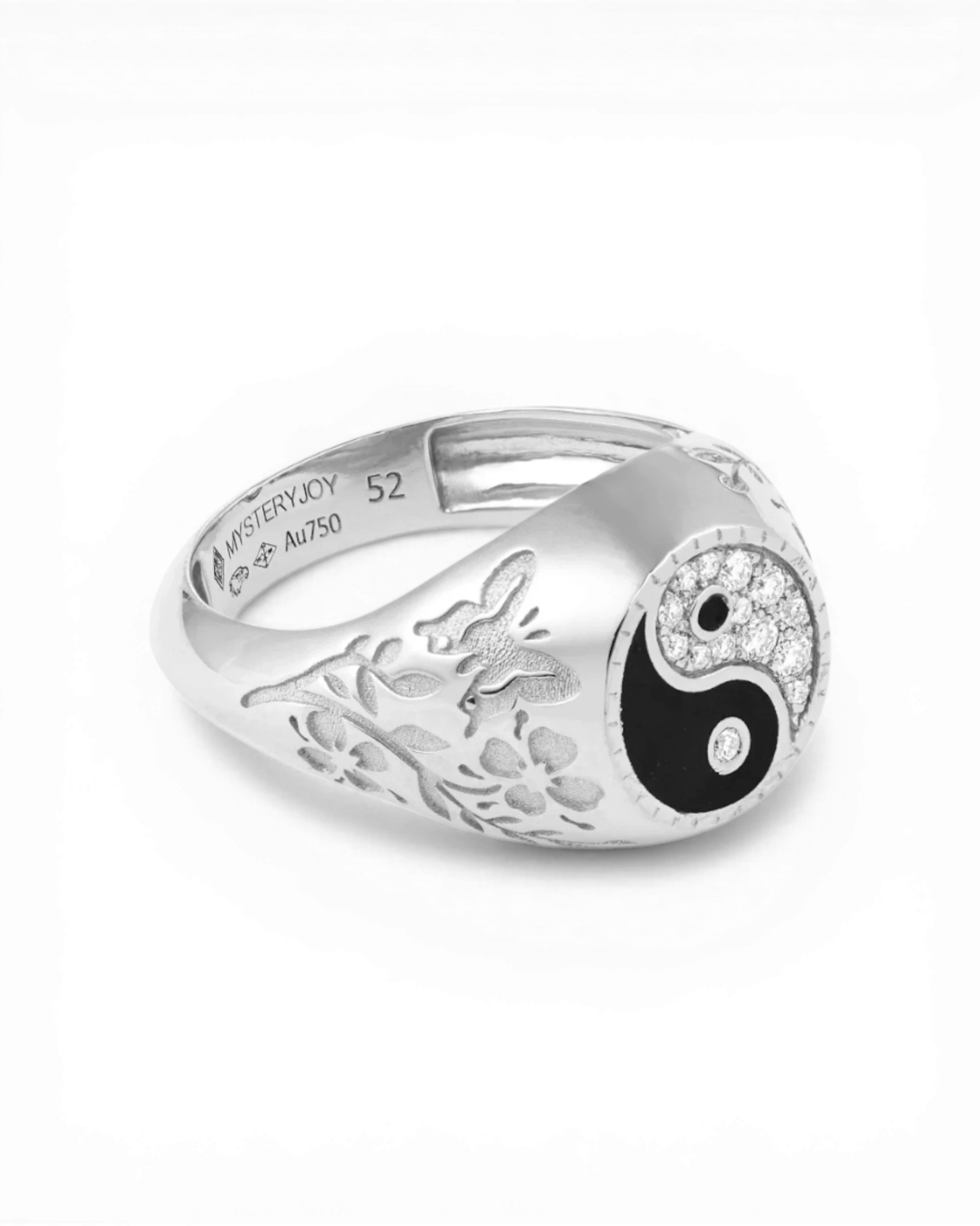 Yin Yang Signet Ring Small White Gold