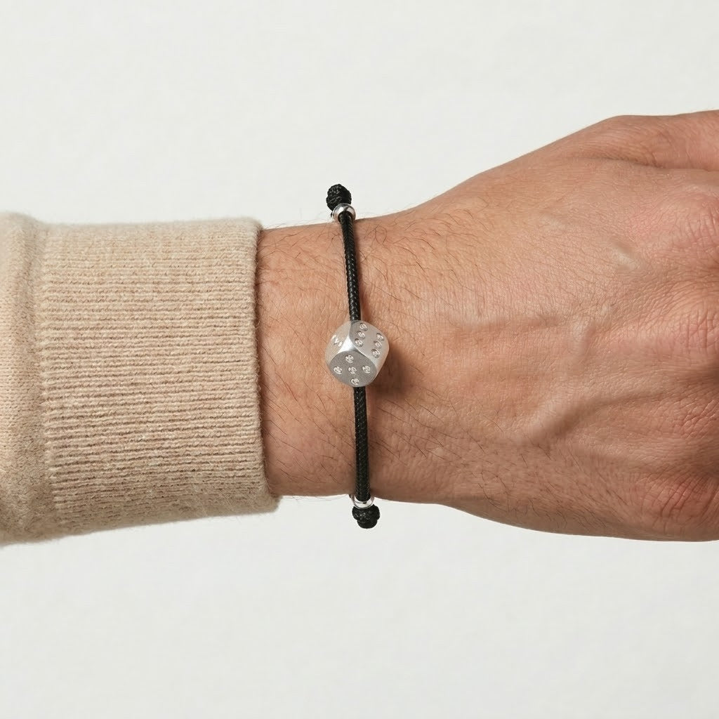 Mini Hazard Silver Diamonds Bracelet Black