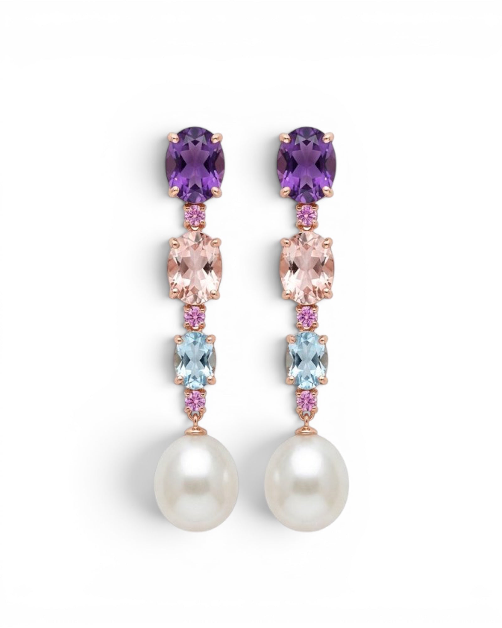 Cushion Drop Earrings with Paraiba and Blue Topaz