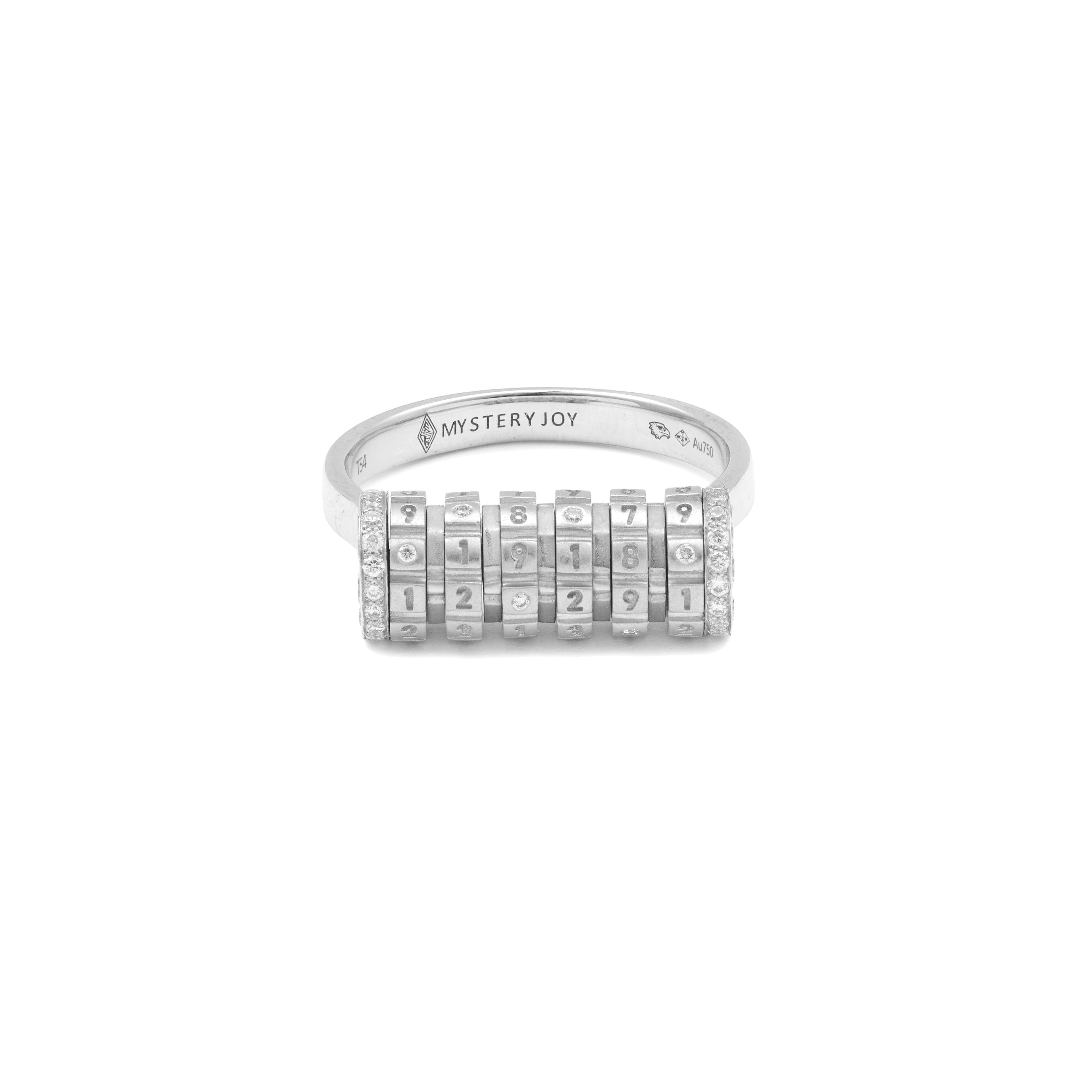 Numbers Ring White Gold