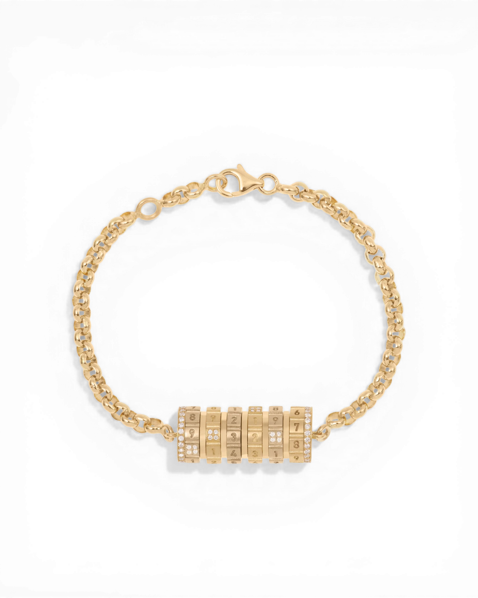 Numbers Paved Large Bracelet Yellow Gold