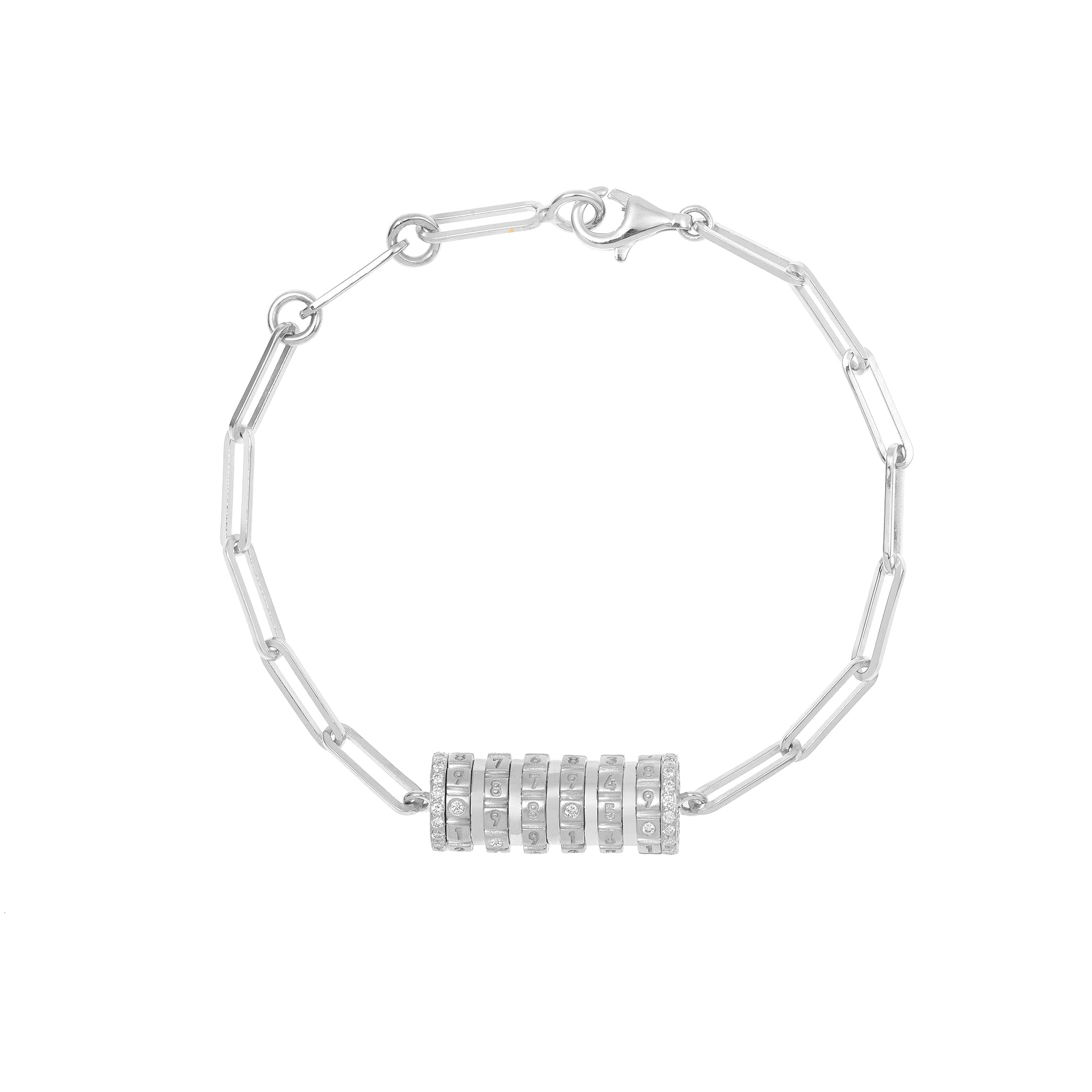 Numbers Paved Small Bracelets Silver