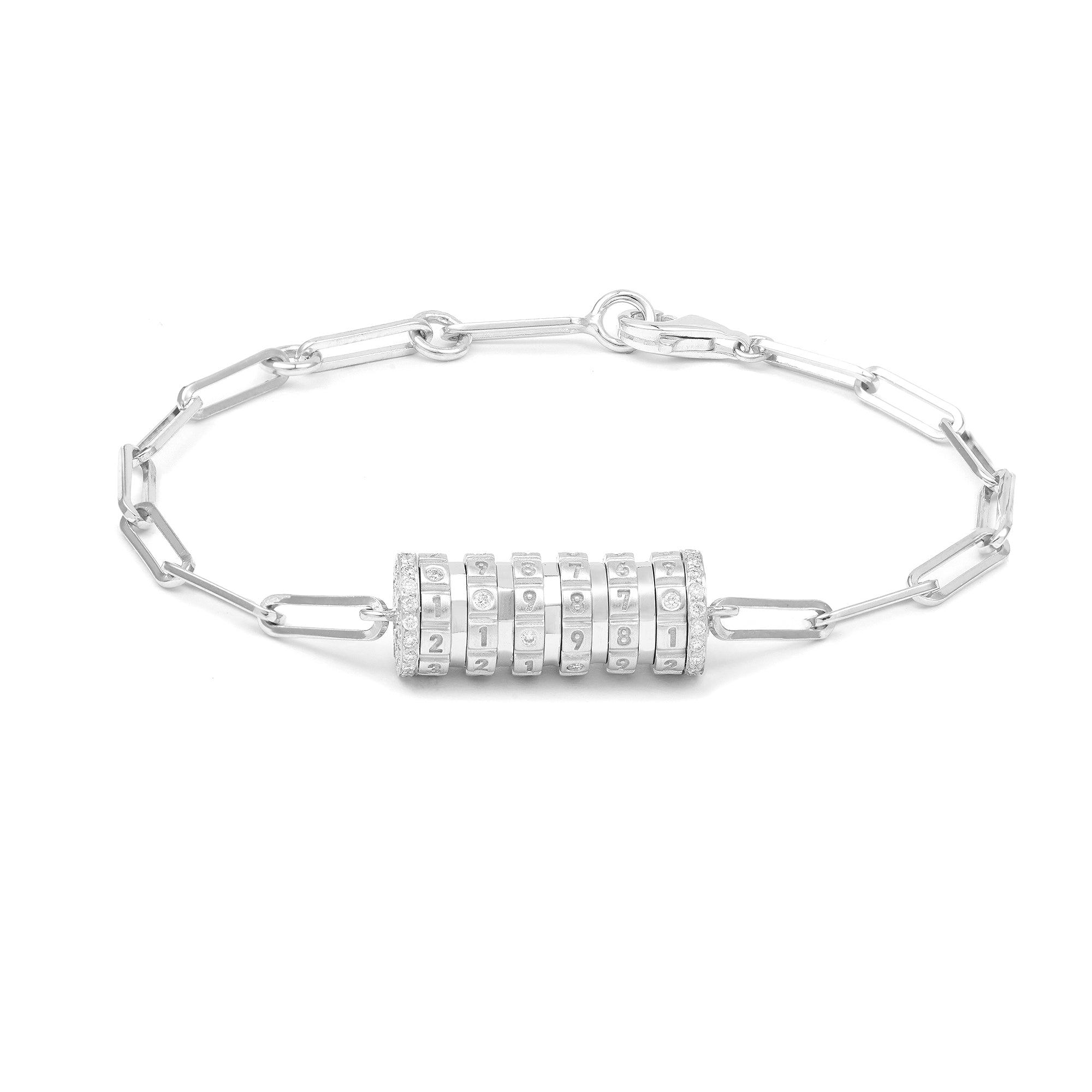 Numbers Paved Small Bracelets Silver