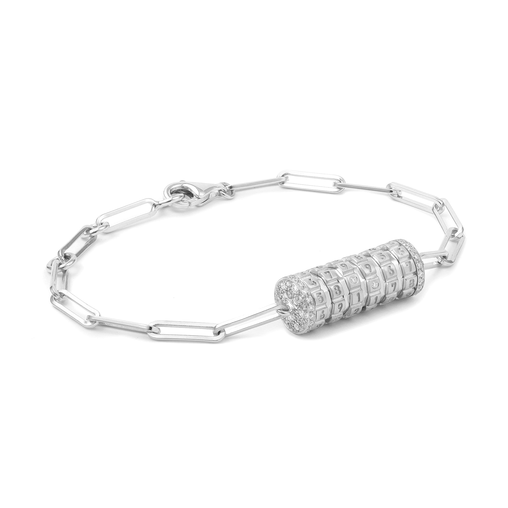 Numbers Paved Small Bracelets Silver