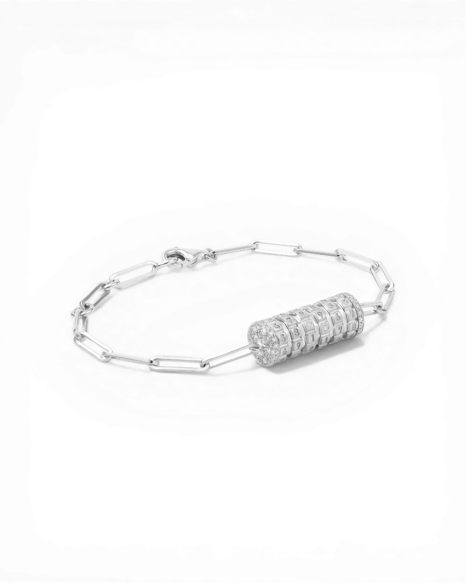 Numbers Paved Small Bracelet White Gold
