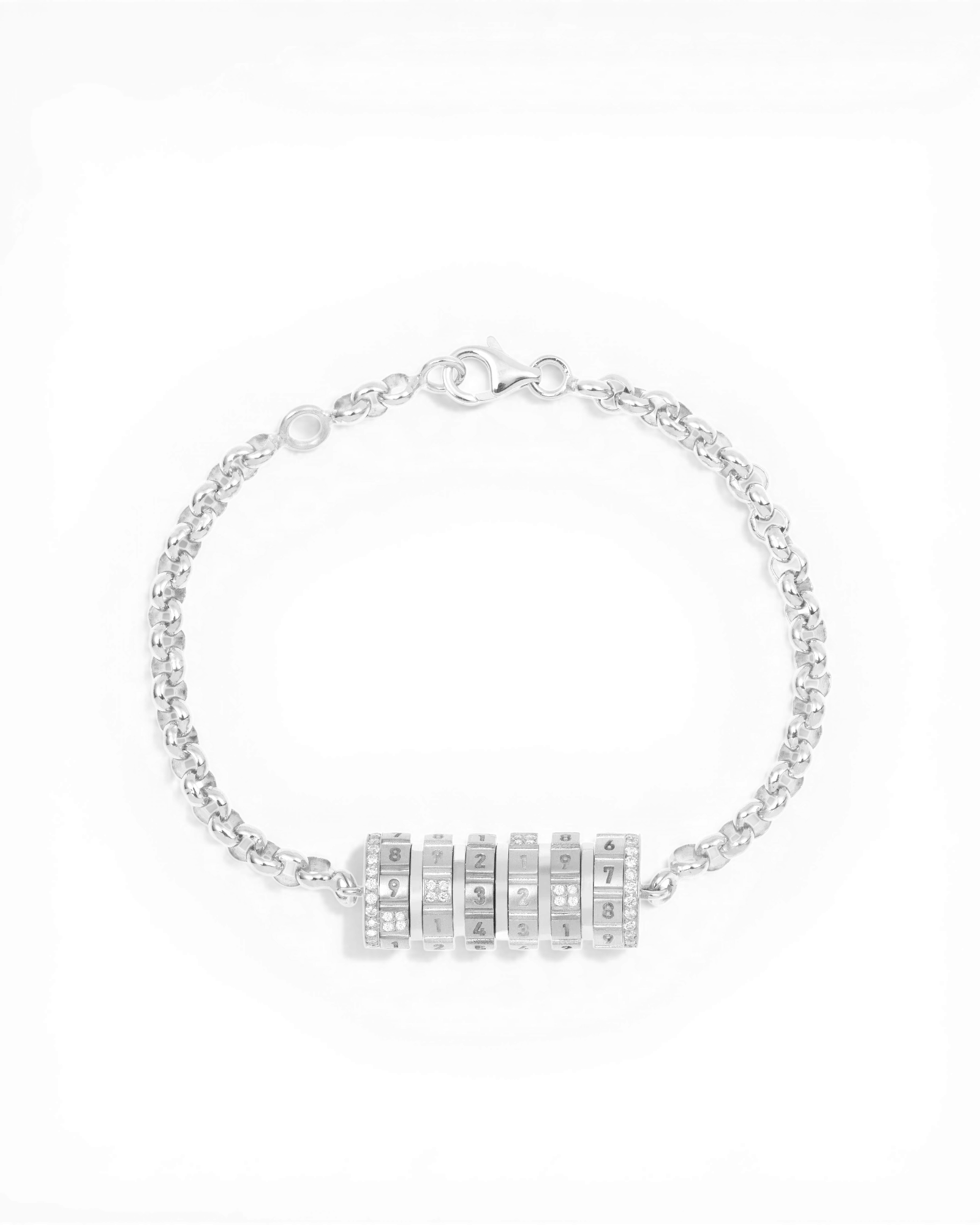 Numbers Paved Large Bracelet White Gold