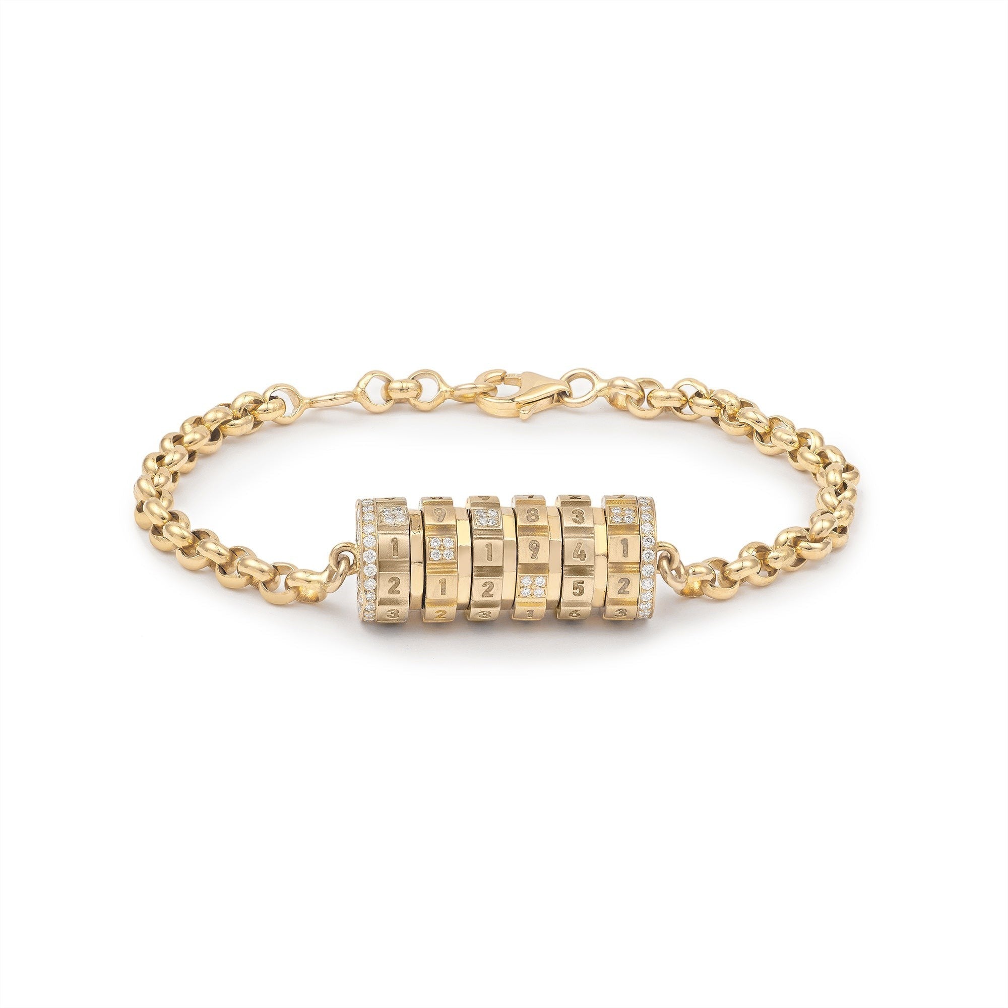 Numbers Paved Large Bracelet Yellow Gold