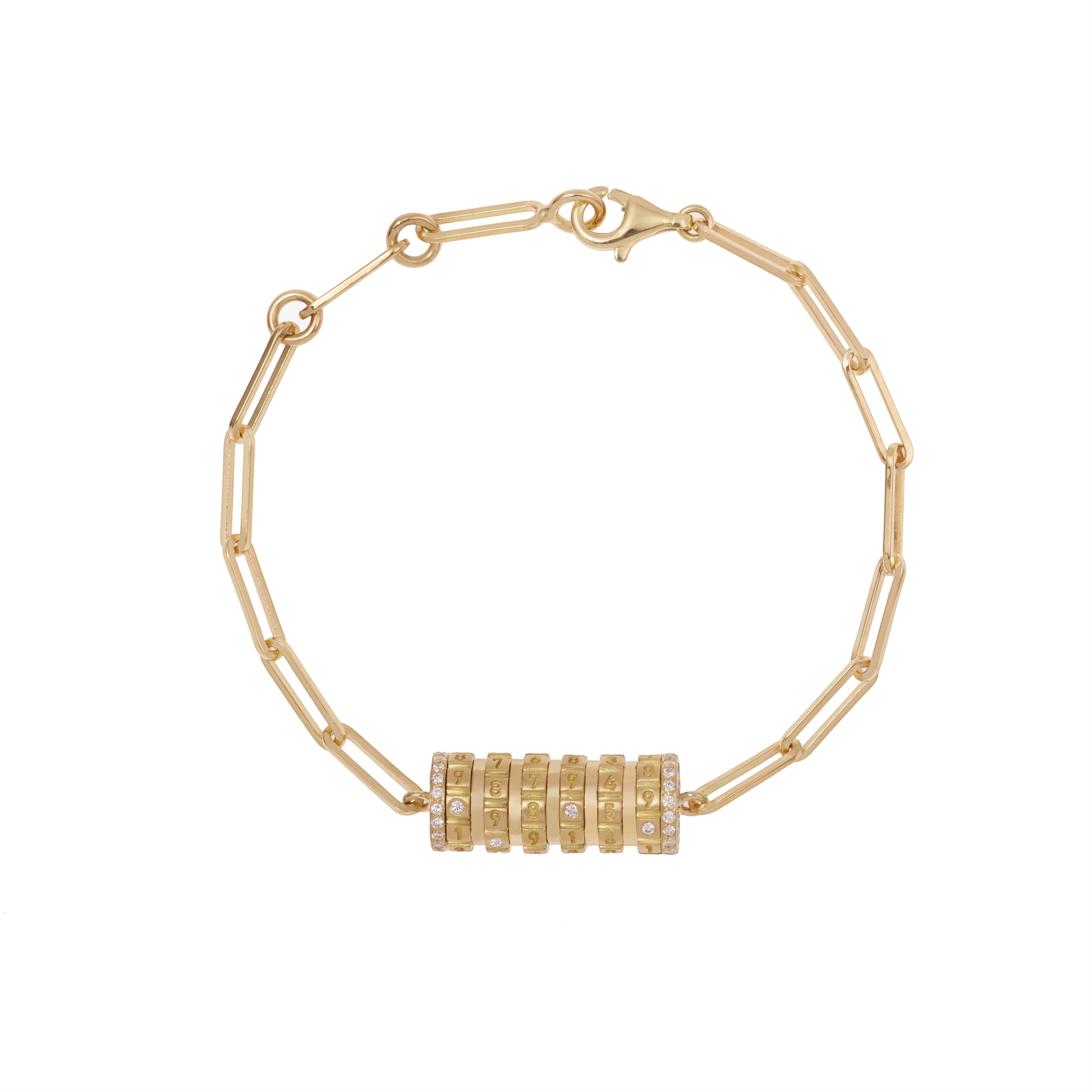 Numbers Paved Small Armband Yellow Gold