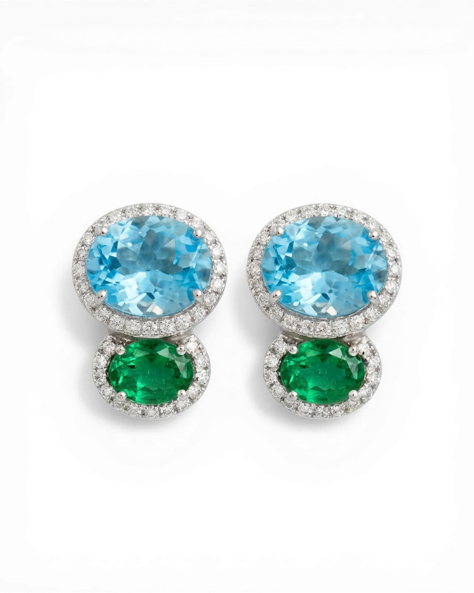 Petit Paris Stud Earrings Blue Topaz Tourmaline