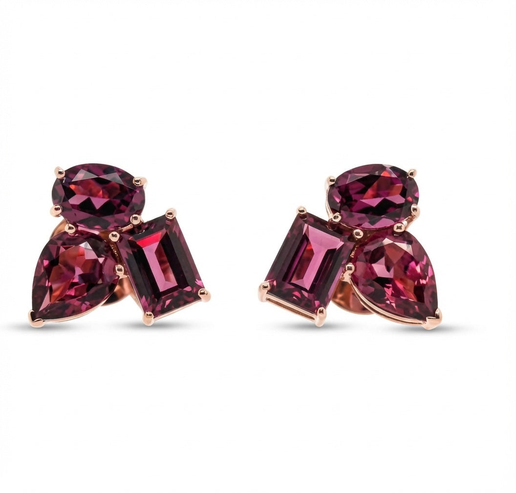 Rhodolite Stud Earrings in Rose Gold (copy)