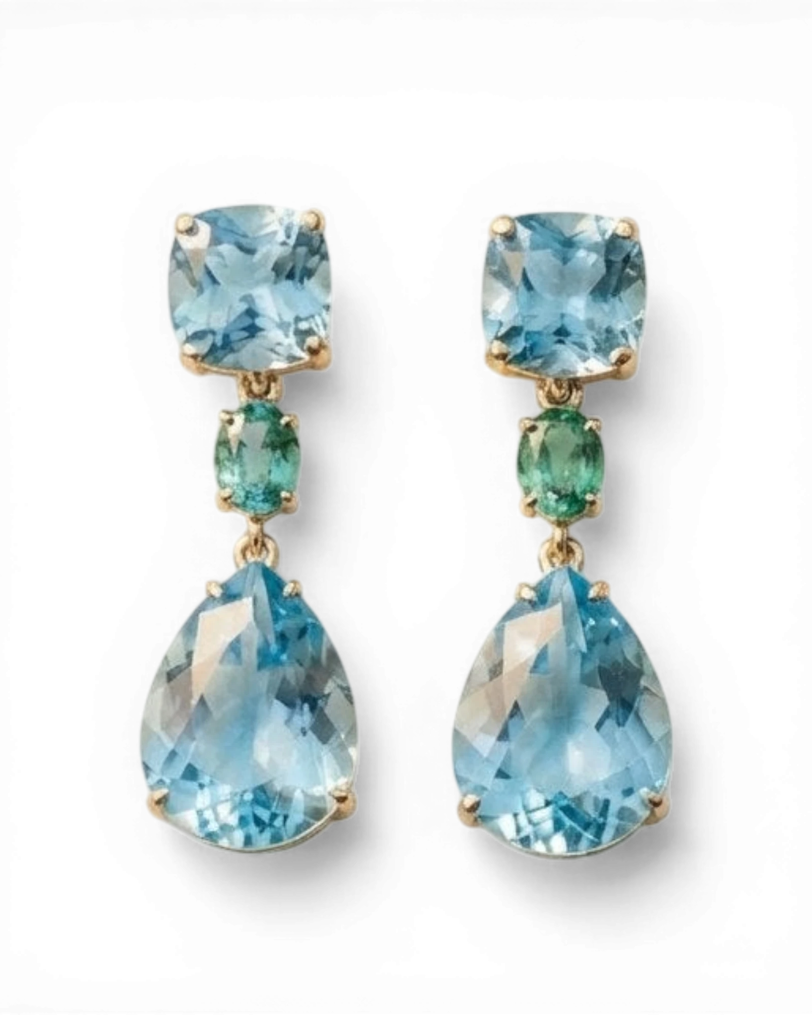 Cushion Topaz Drop Earrings