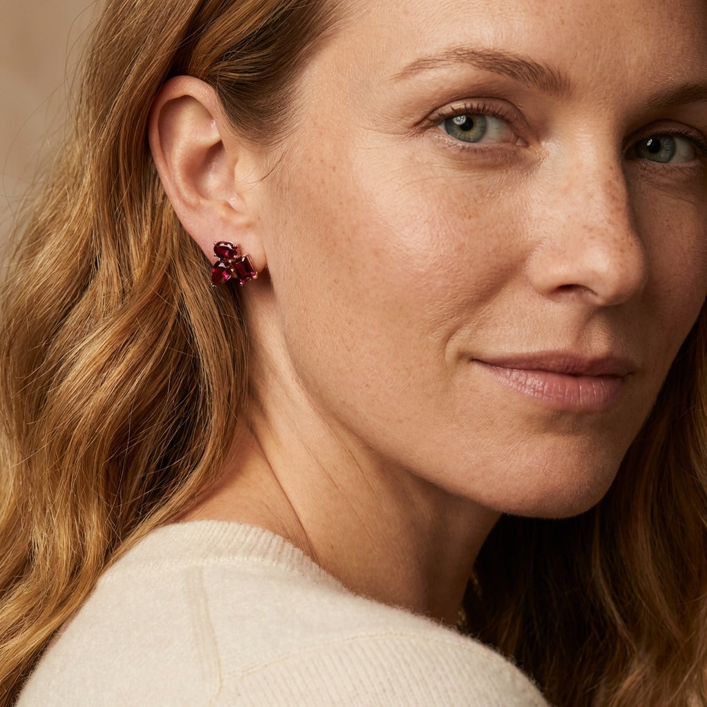 Rhodolite Stud Earrings in Rose Gold (copy)
