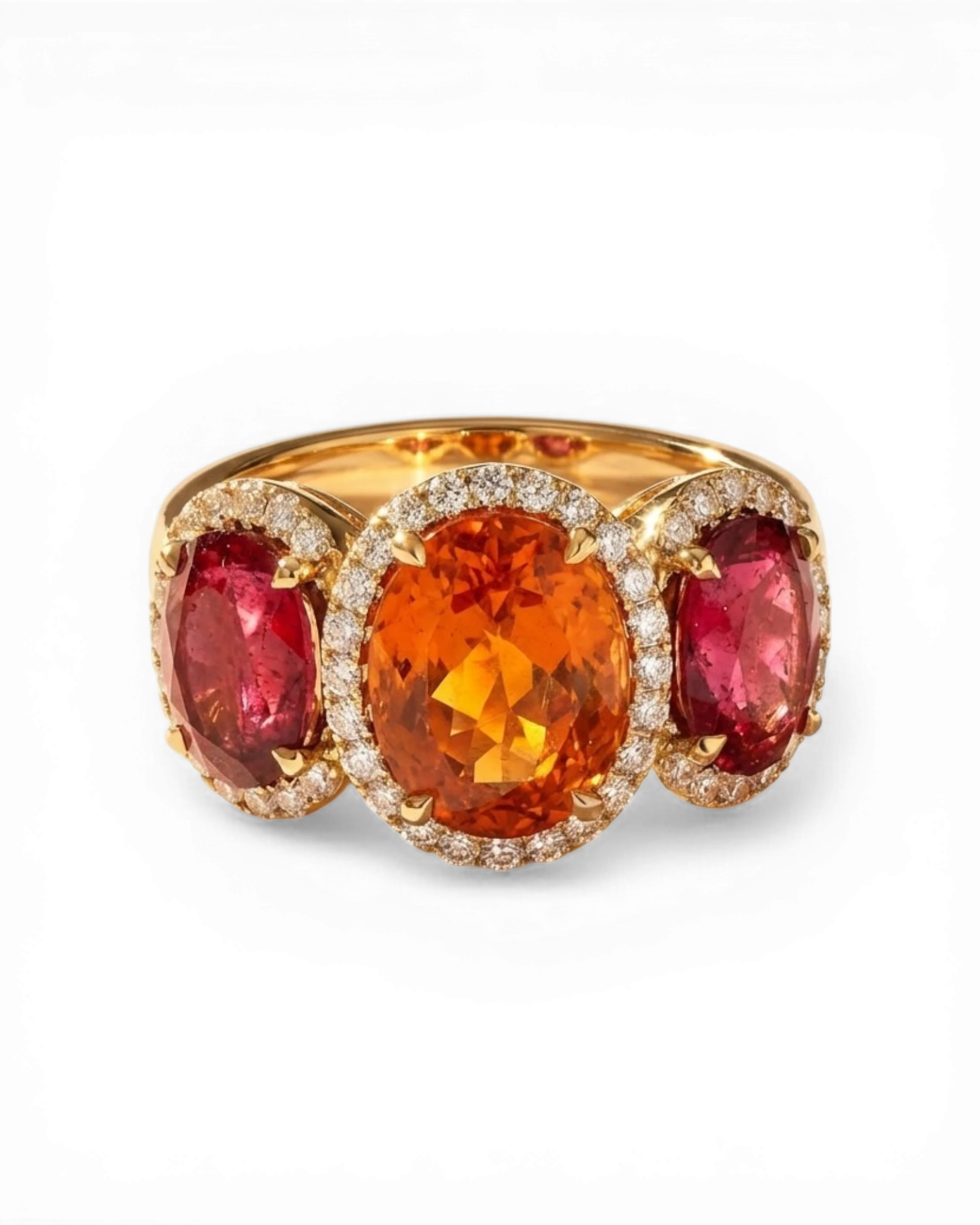 Ring mit Mandarin Granat und Rubellit