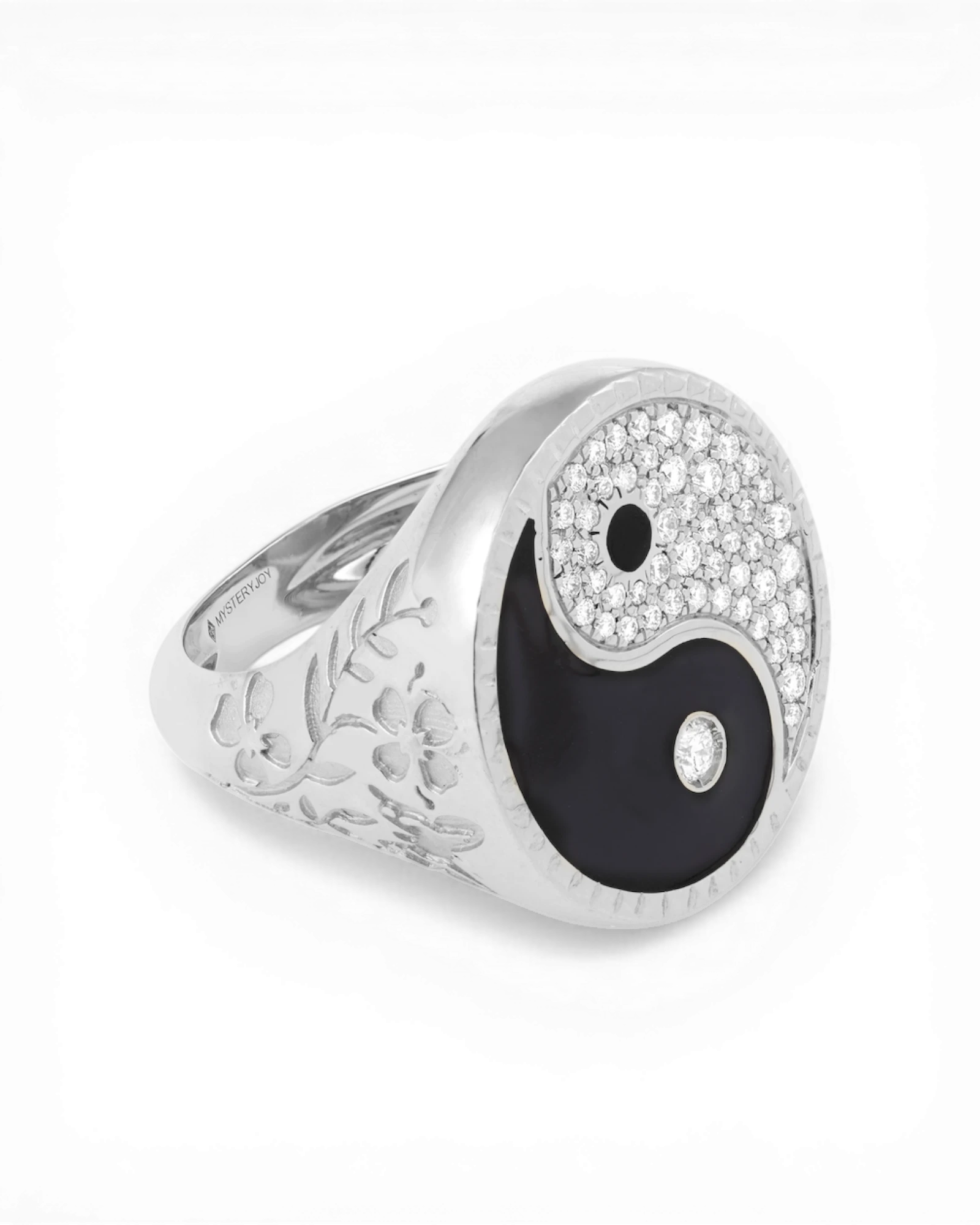 Yin Yang Signet Ring Large White Gold
