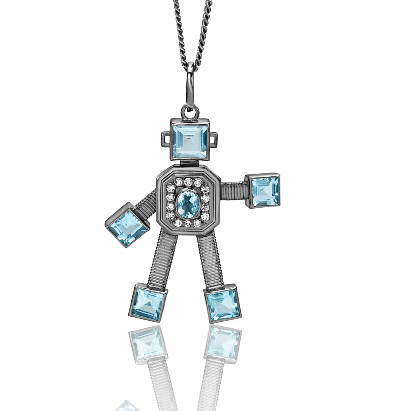 Darke Lex Van Robot Maxi Black Pendant Diamond Aquamarine