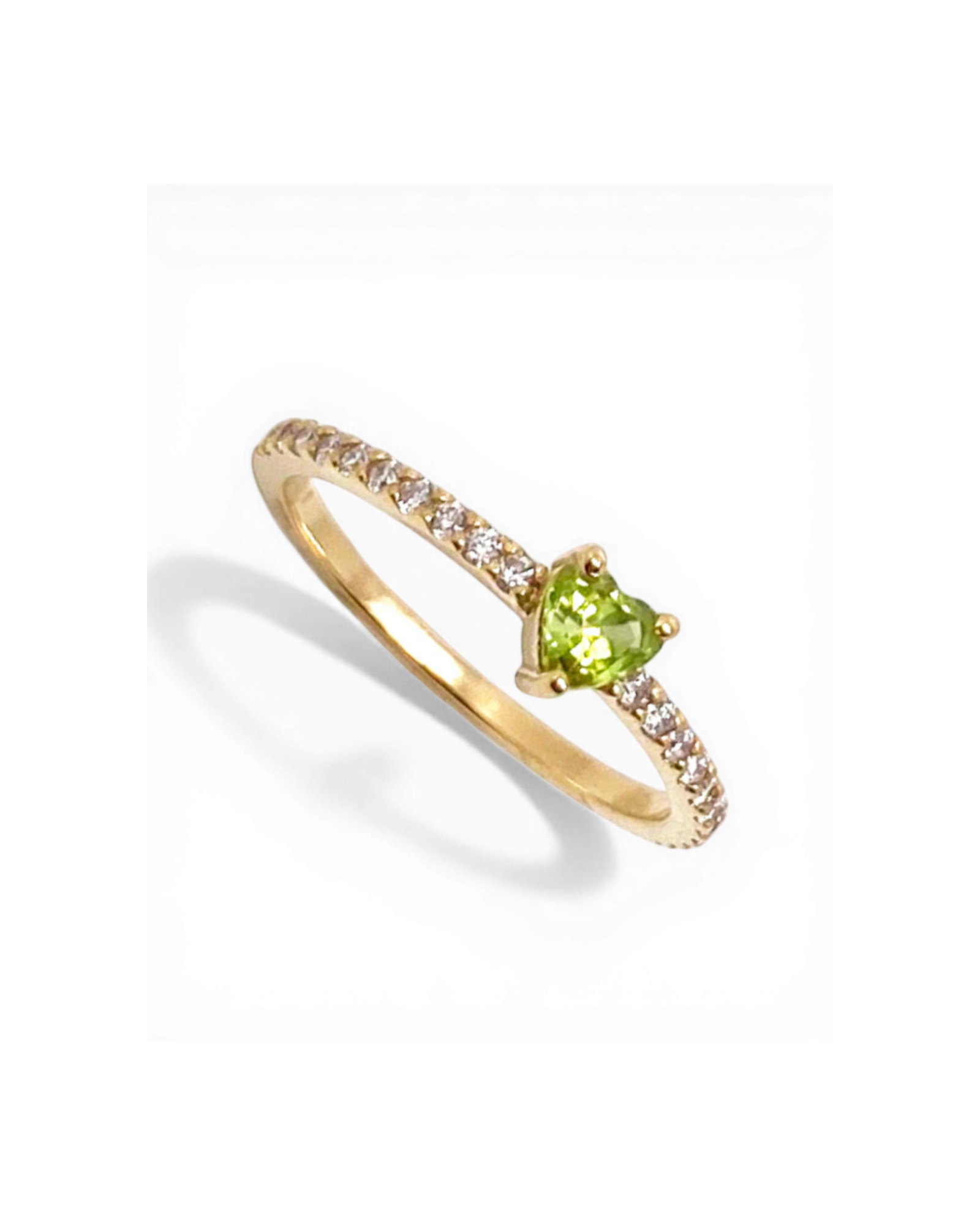 PERIDOT & DIAMOND HEART RING