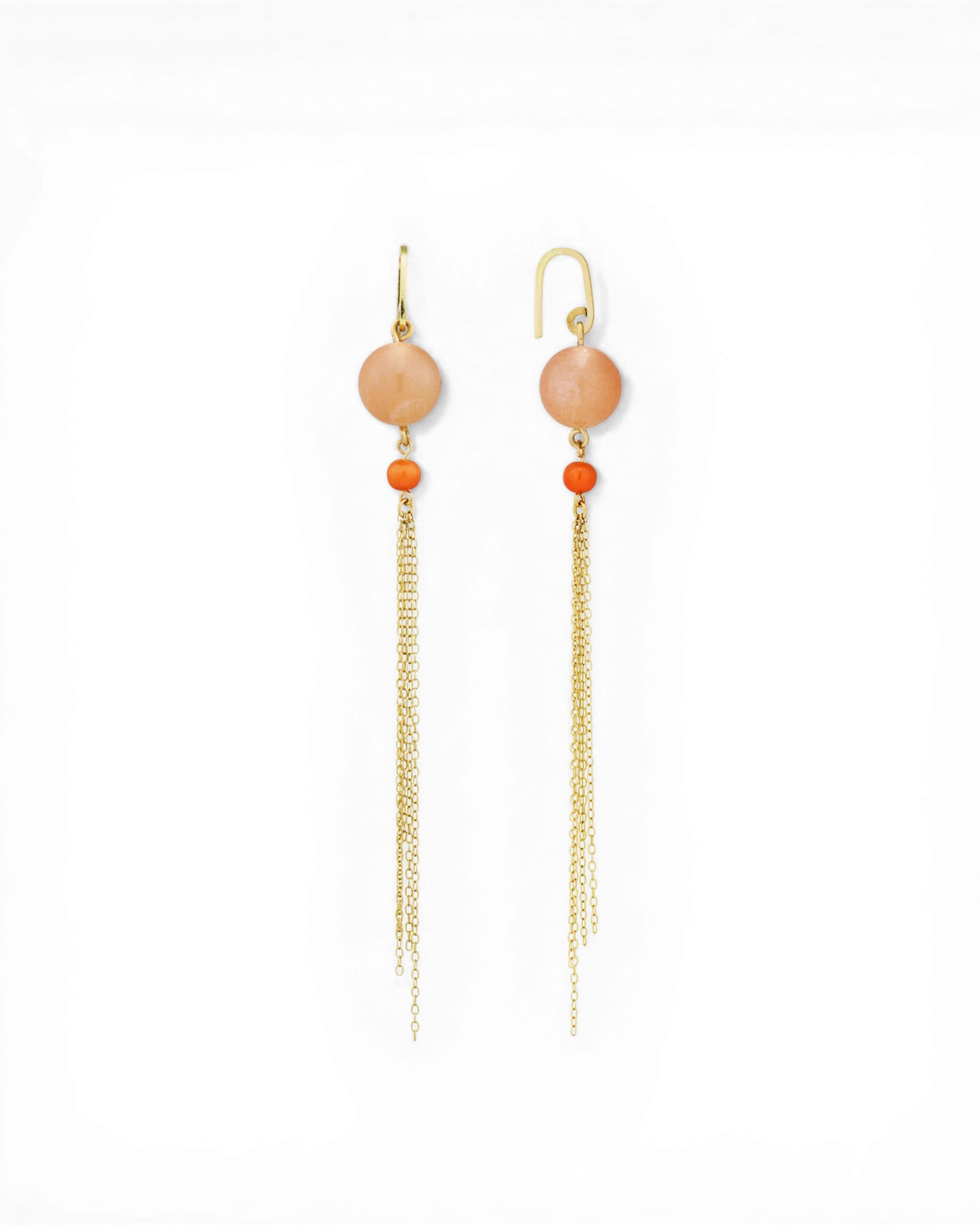 Dangle Earrings with Peach Moonstone