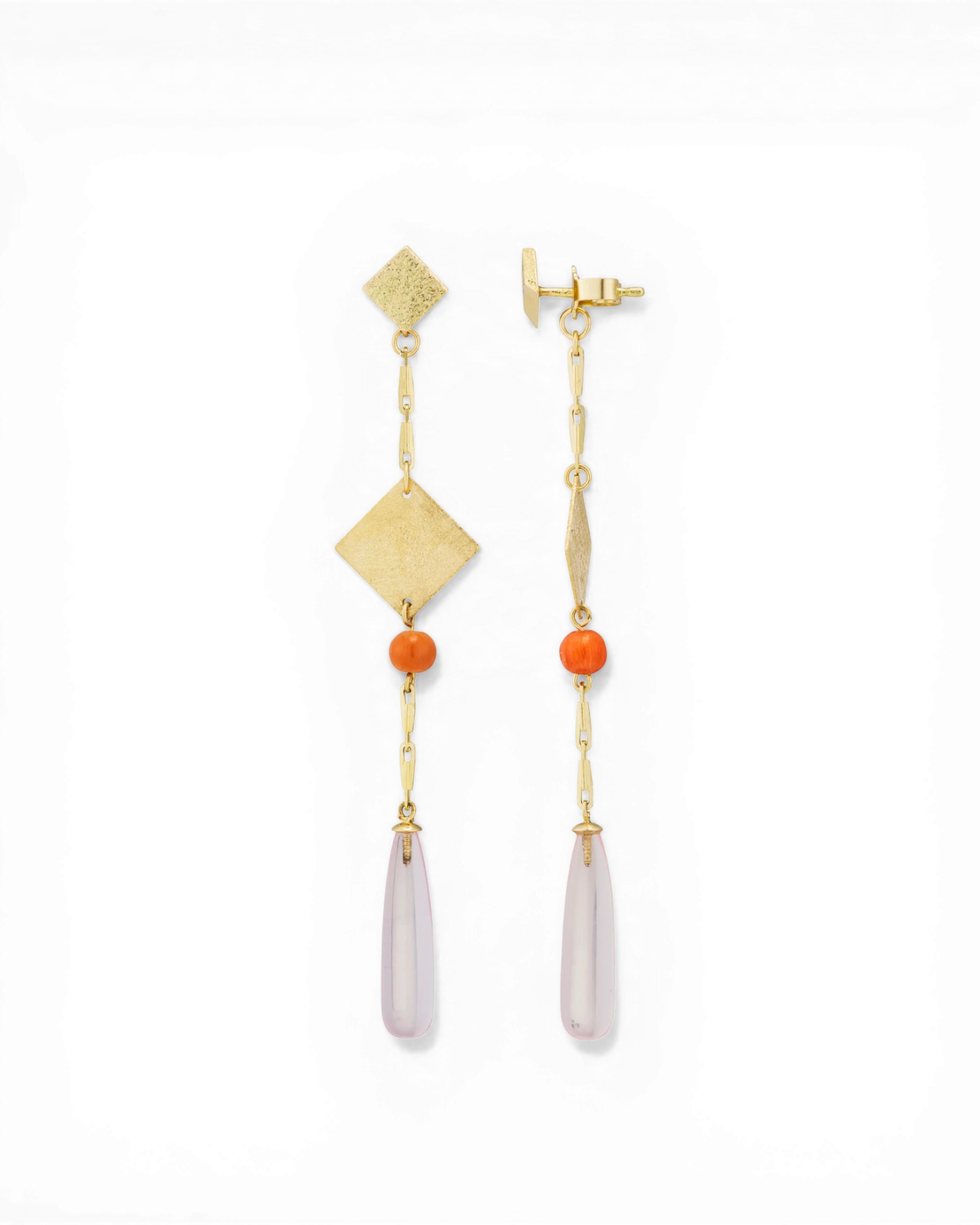 Earrings with rose quartz