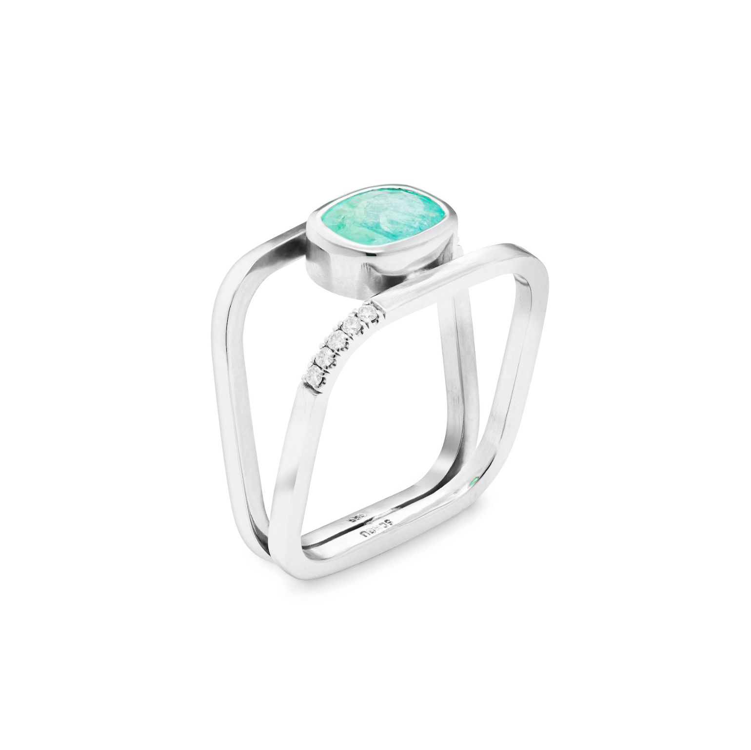 Quadratischer Doppelring Weißgold