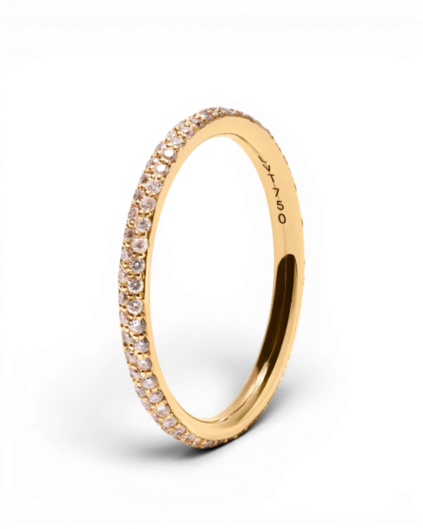 Round Ring Pavé Diamonds Gold
