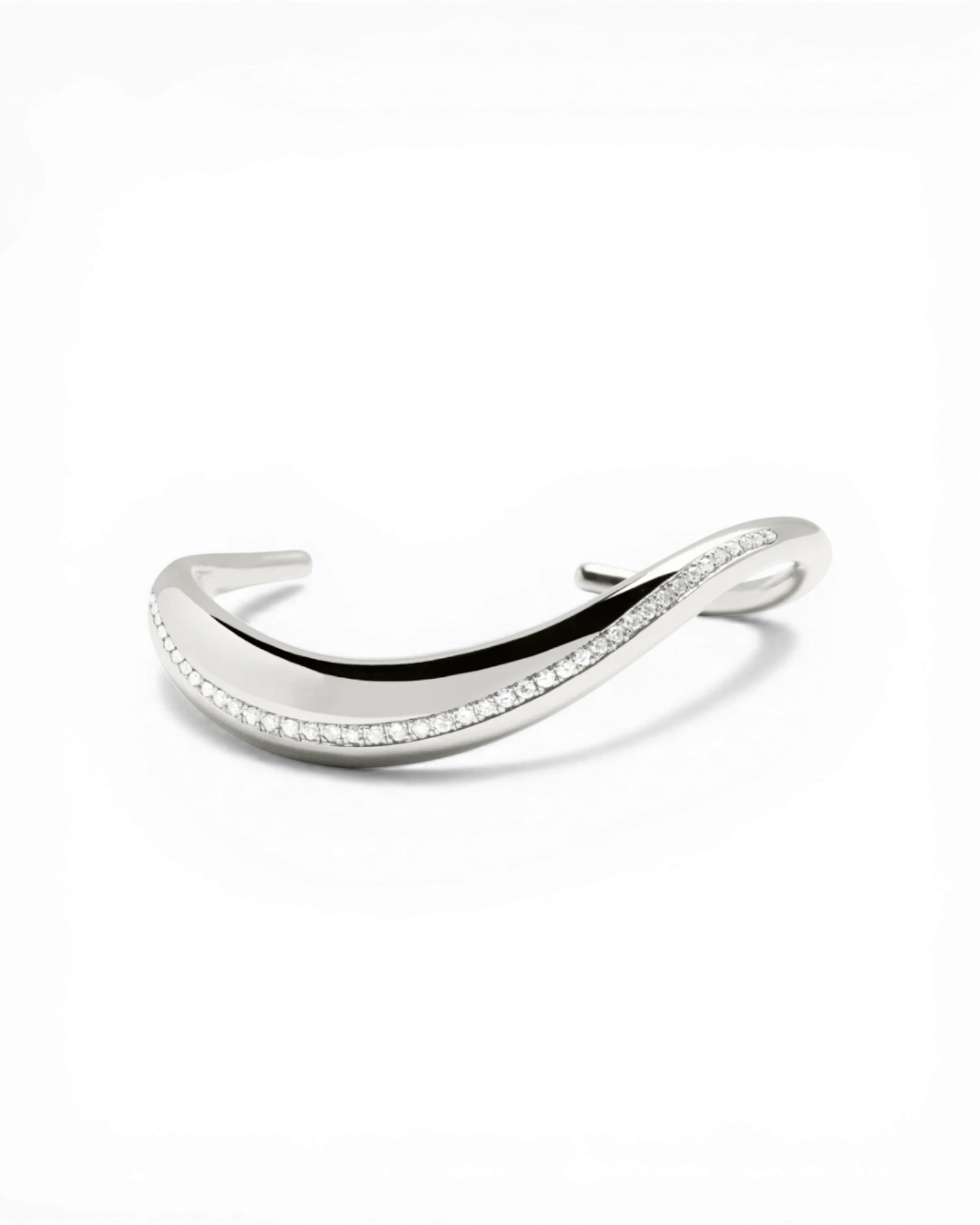 Curvy Silver Diamond Bracelet