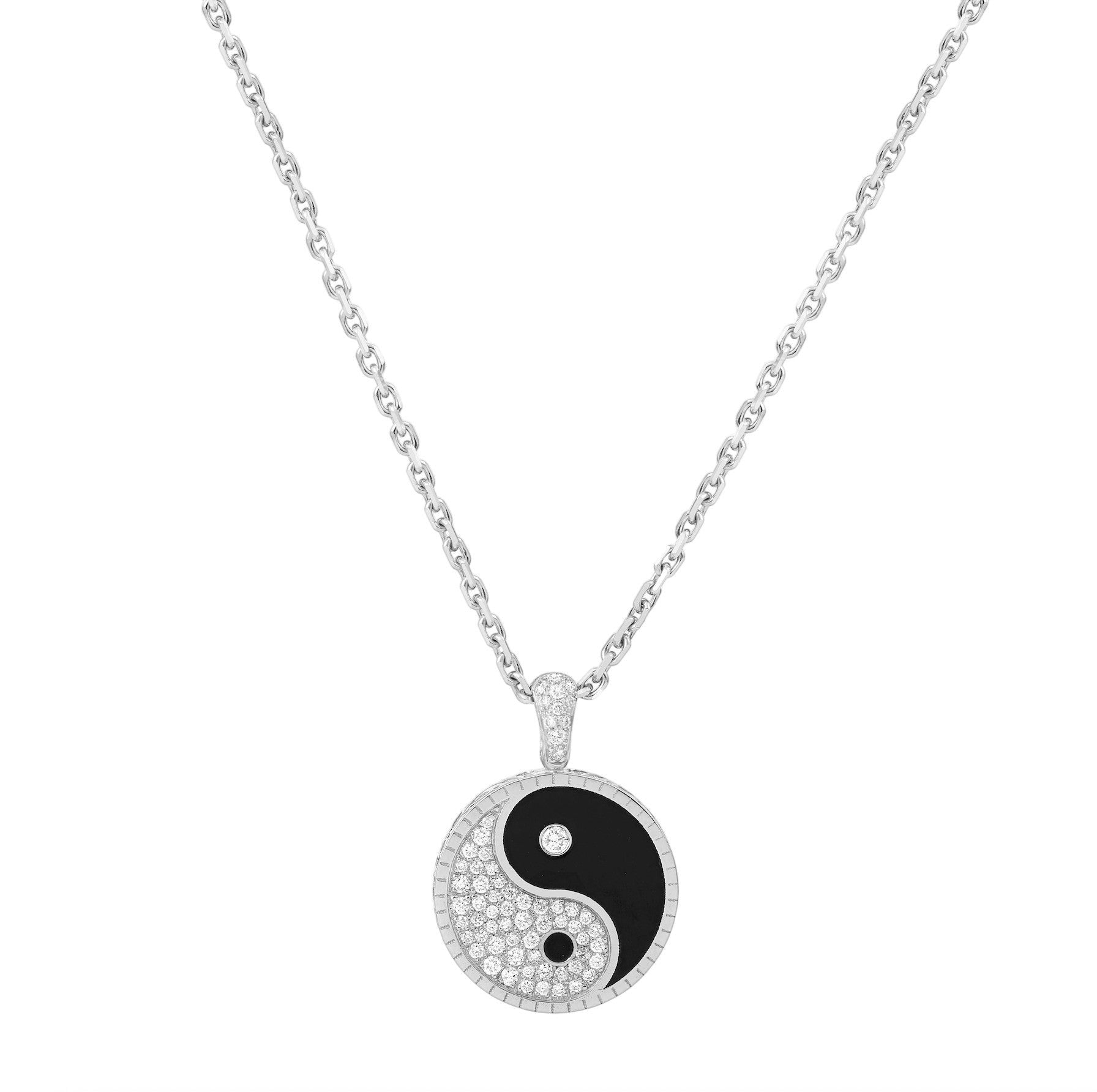 Yin Yang Necklace Large White Gold