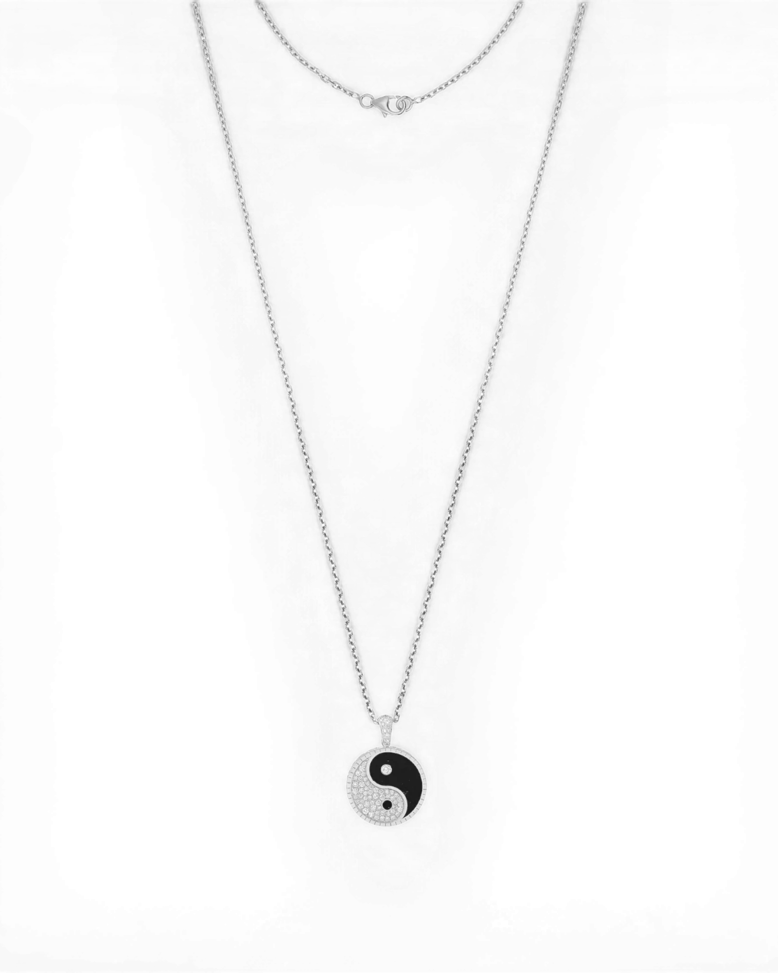 Yin Yang Necklace Large White Gold