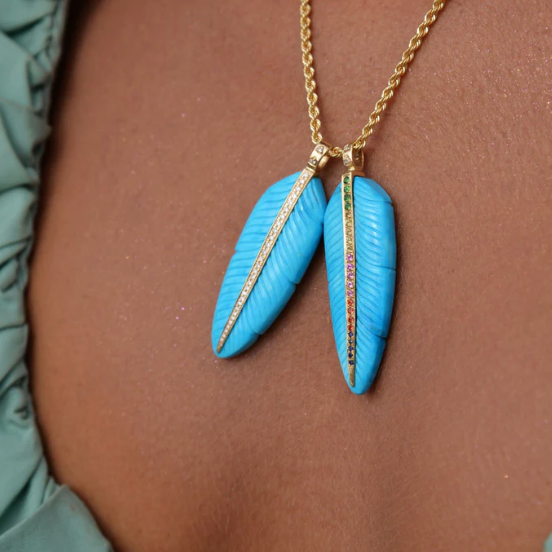 Feather Pendant Turquoise