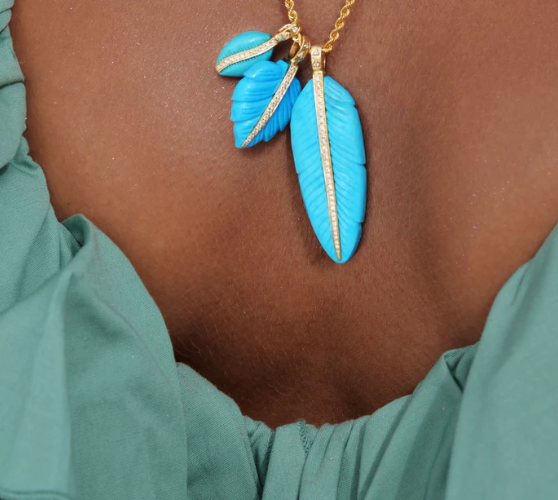 Pendant Flowerleaf Turquoise