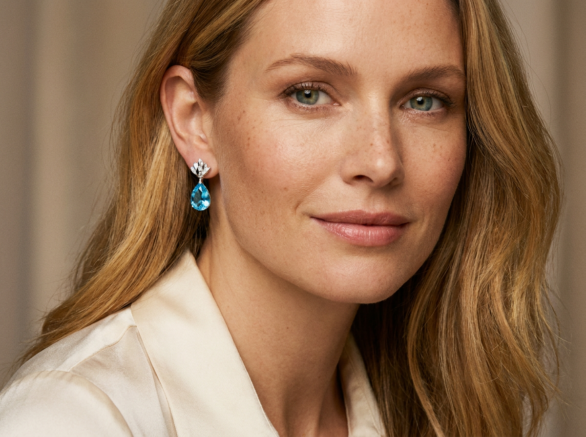 Cushion Drop Earrings with Paraiba and Blue Topaz