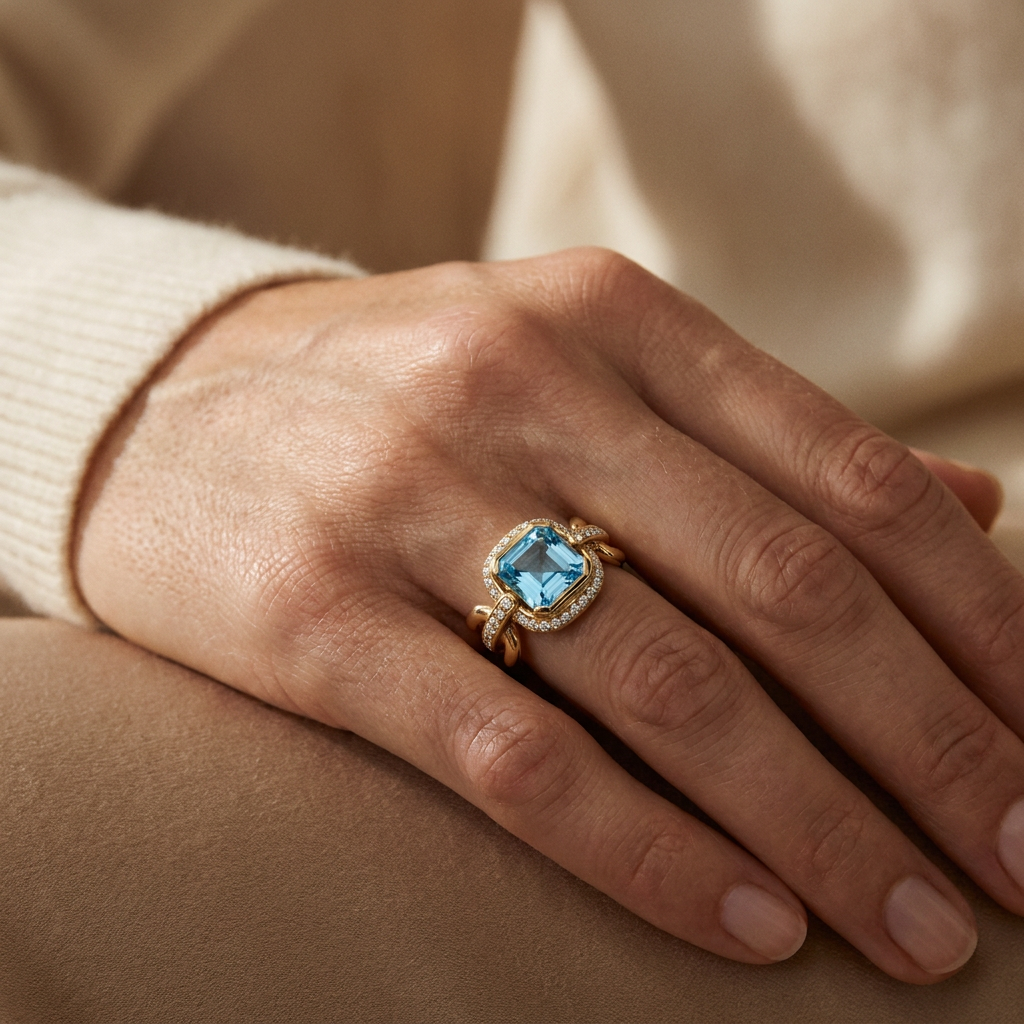 Etapés Solitaire Ring Aquamarine