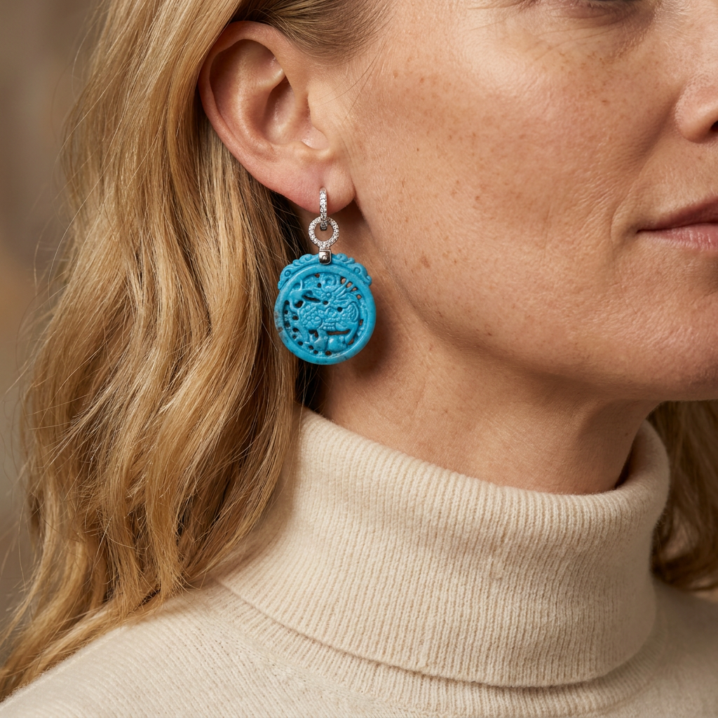 Cushion Drop Earrings with Paraiba and Blue Topaz