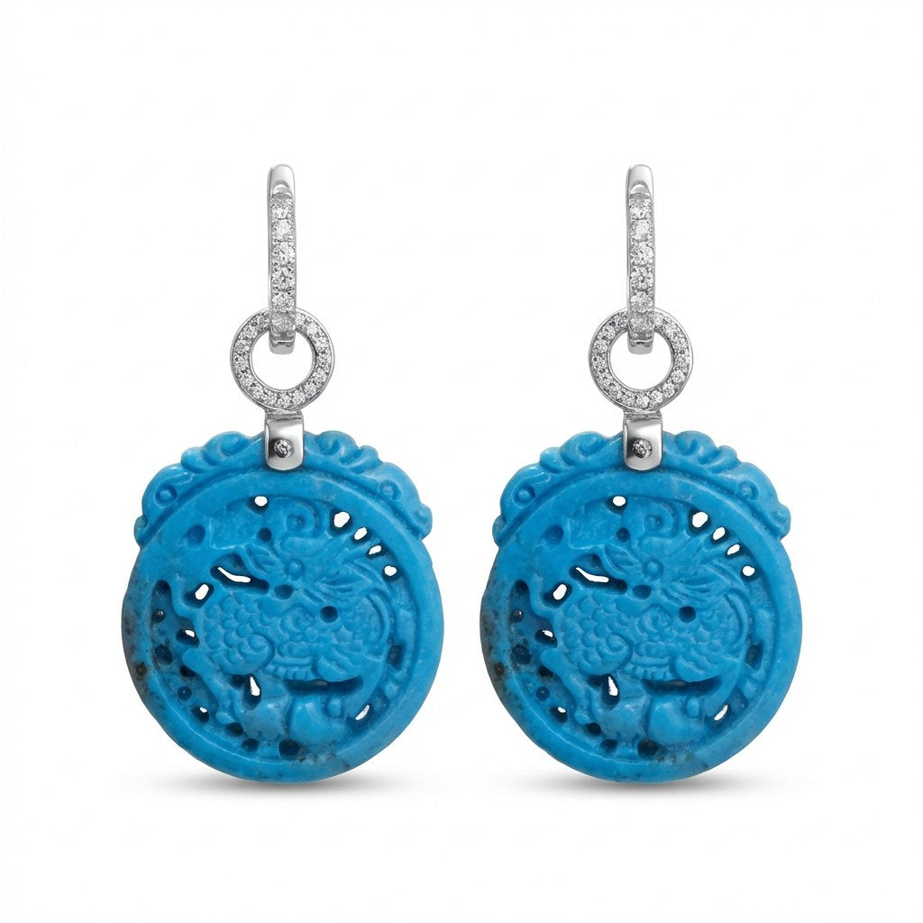 Cushion Drop Earrings with Paraiba and Blue Topaz