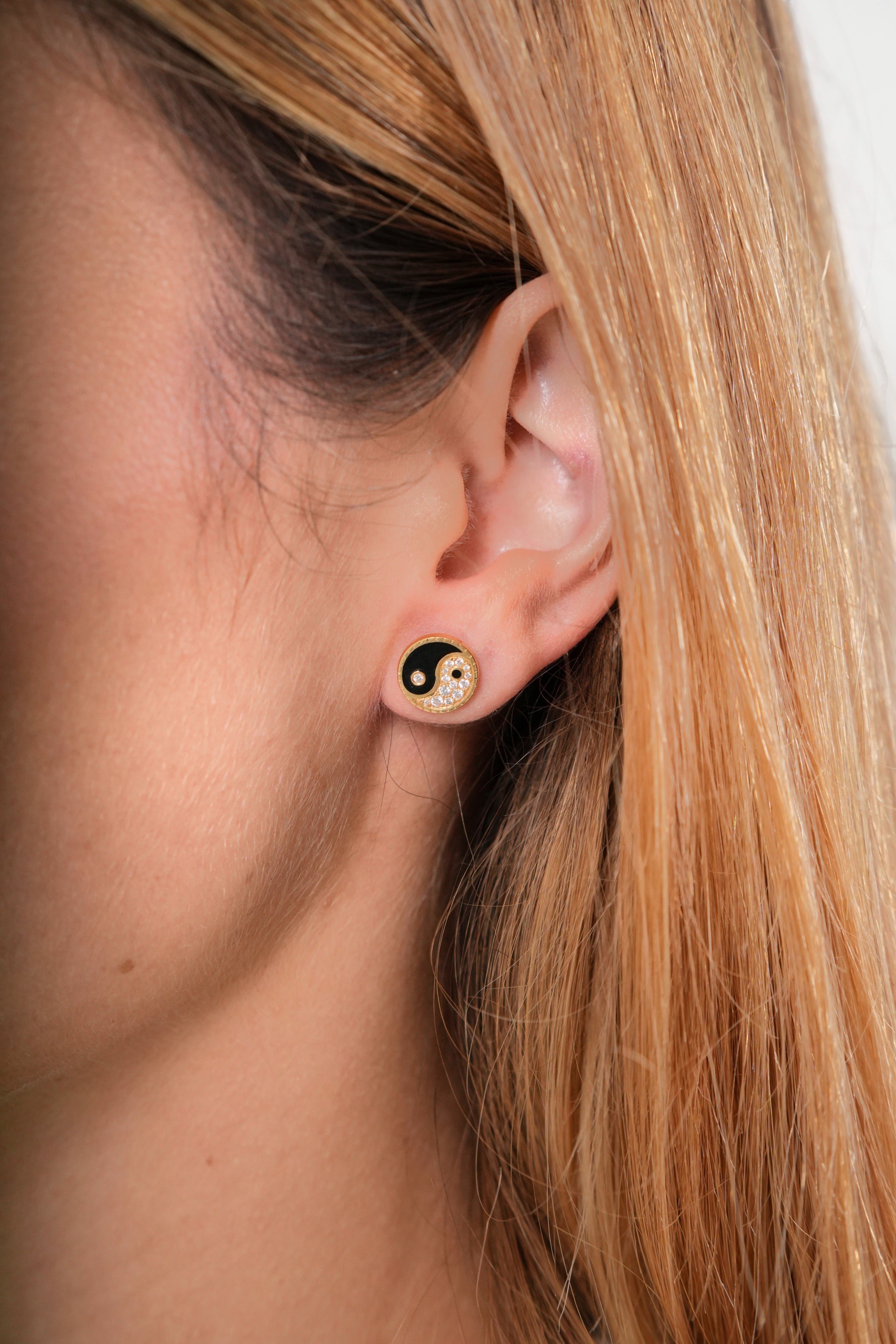 Yin Yang Ohrring Gelbgold