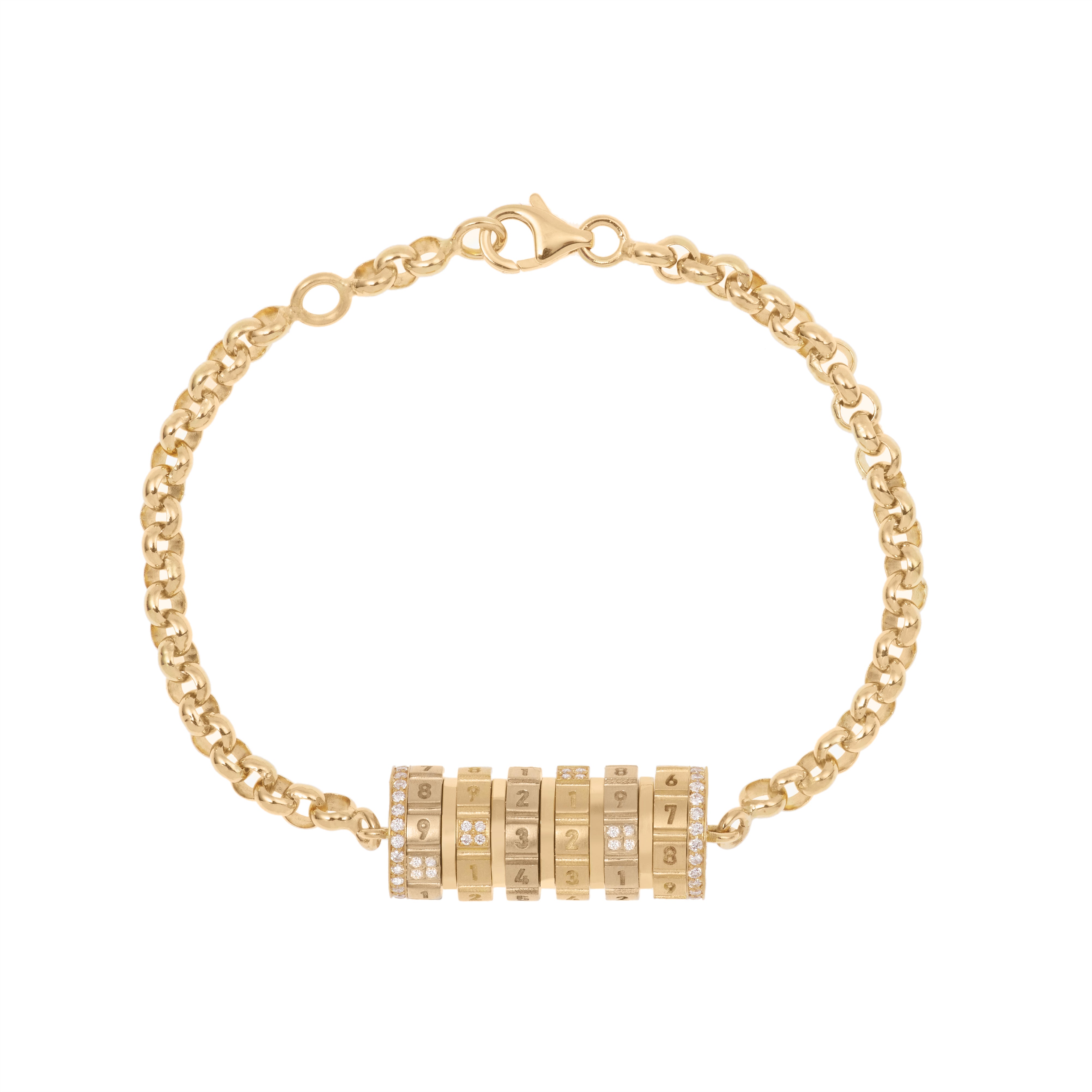 Numbers Paved Large Bracelets Gold