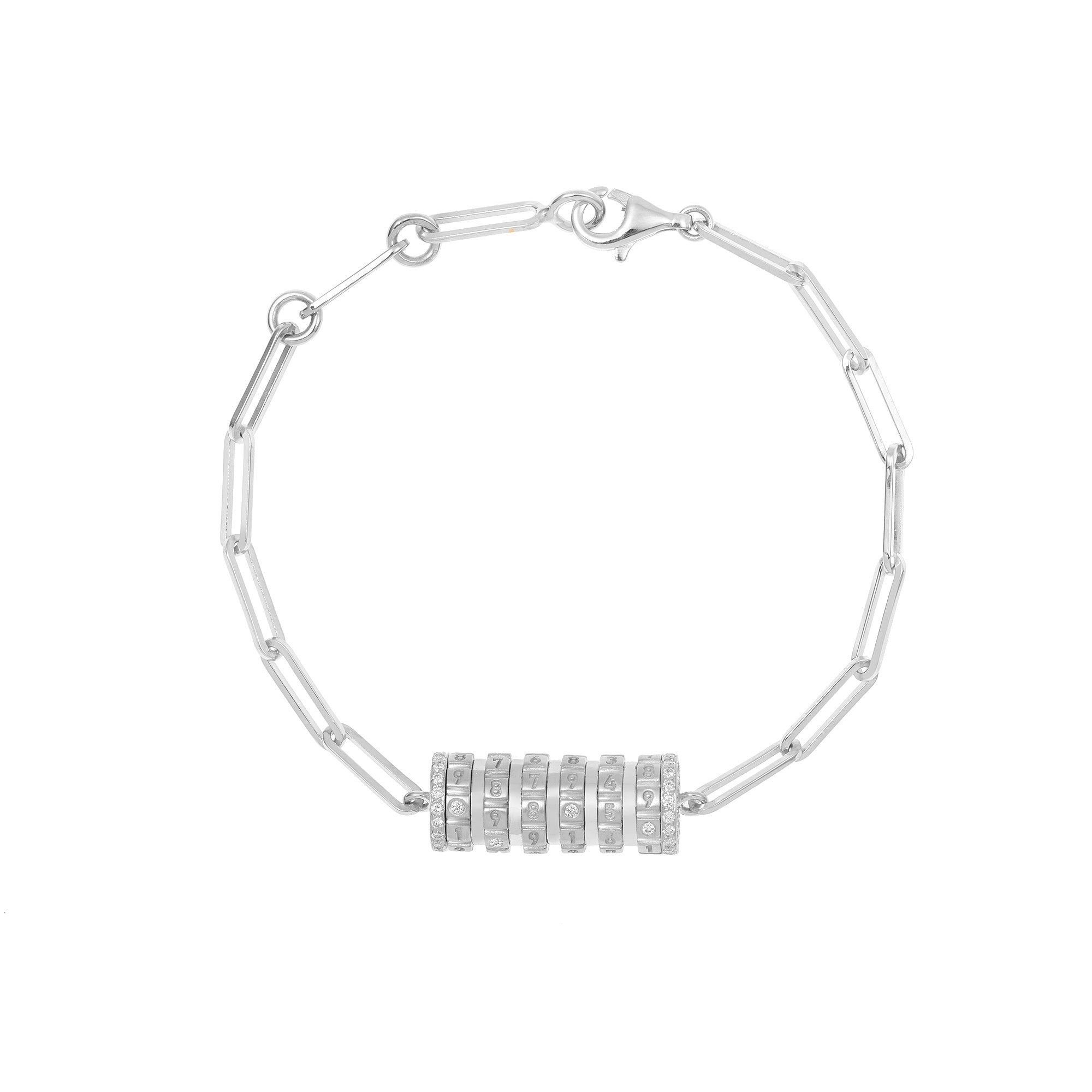 Numbers Paved Small Bracelet White Gold