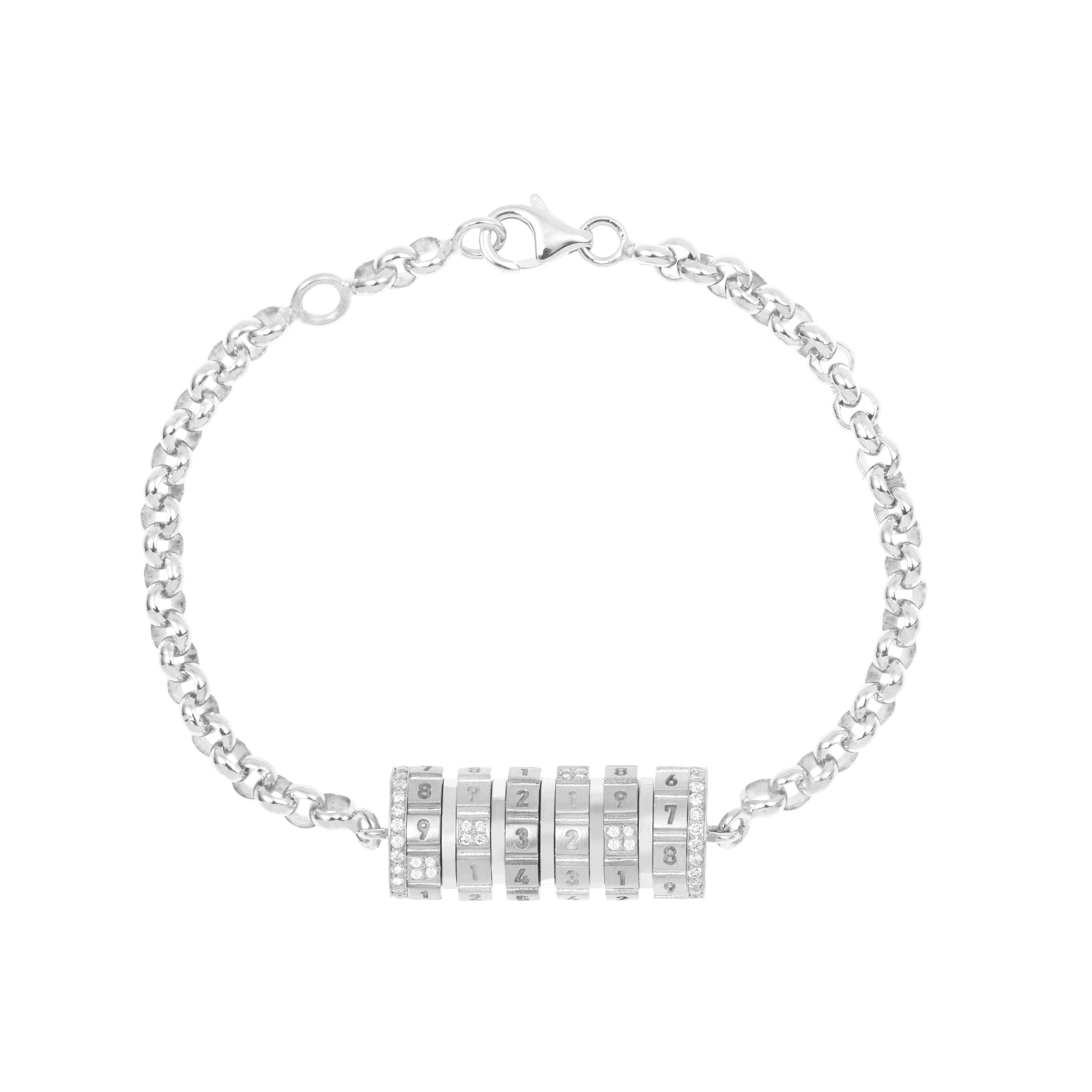 Numbers Paved Large Bracelets Silver