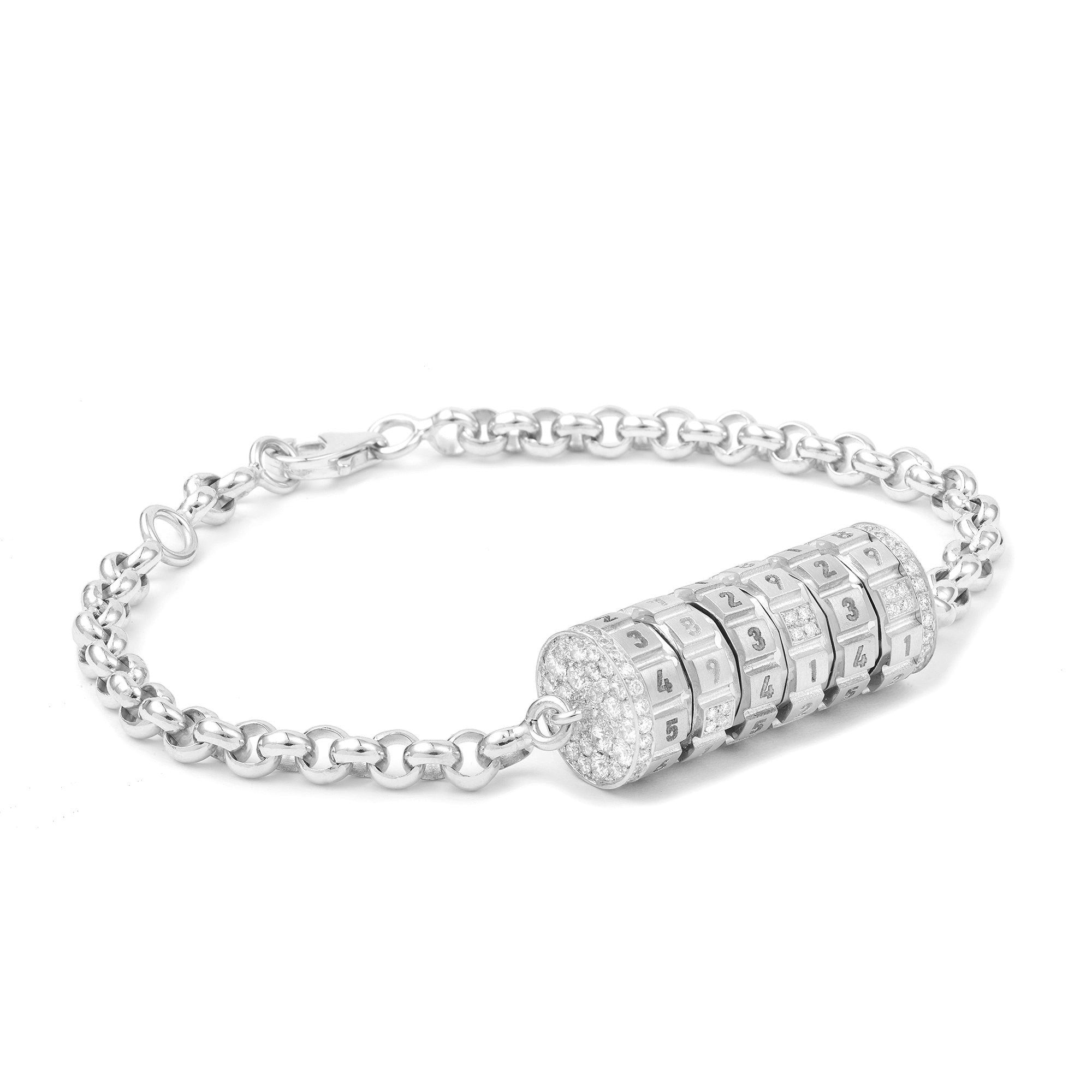 Numbers Paved Large Bracelet White Gold