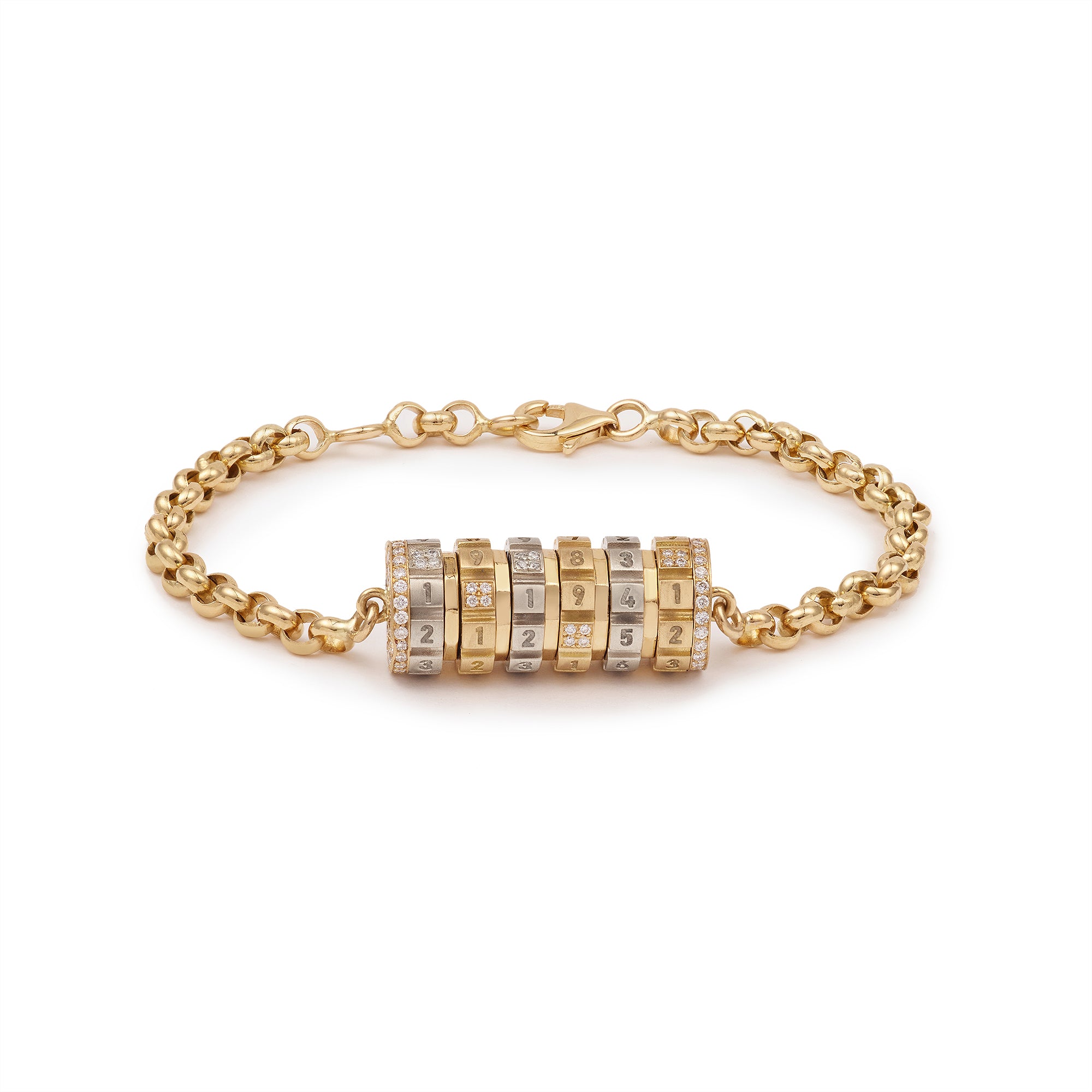 Numbers Pave Large Bracelets Two-Tone