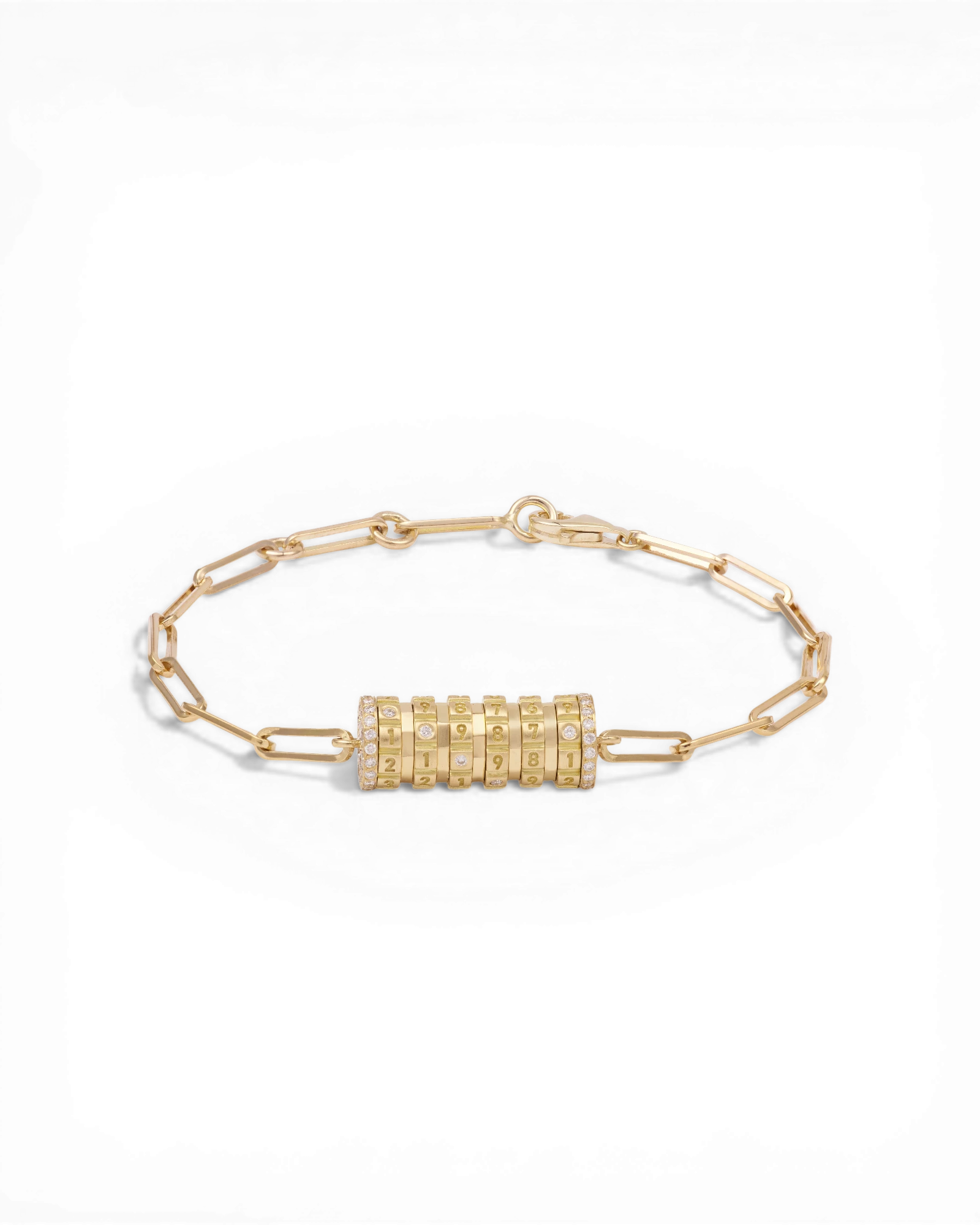 Numbers Paved Small Armband Yellow Gold
